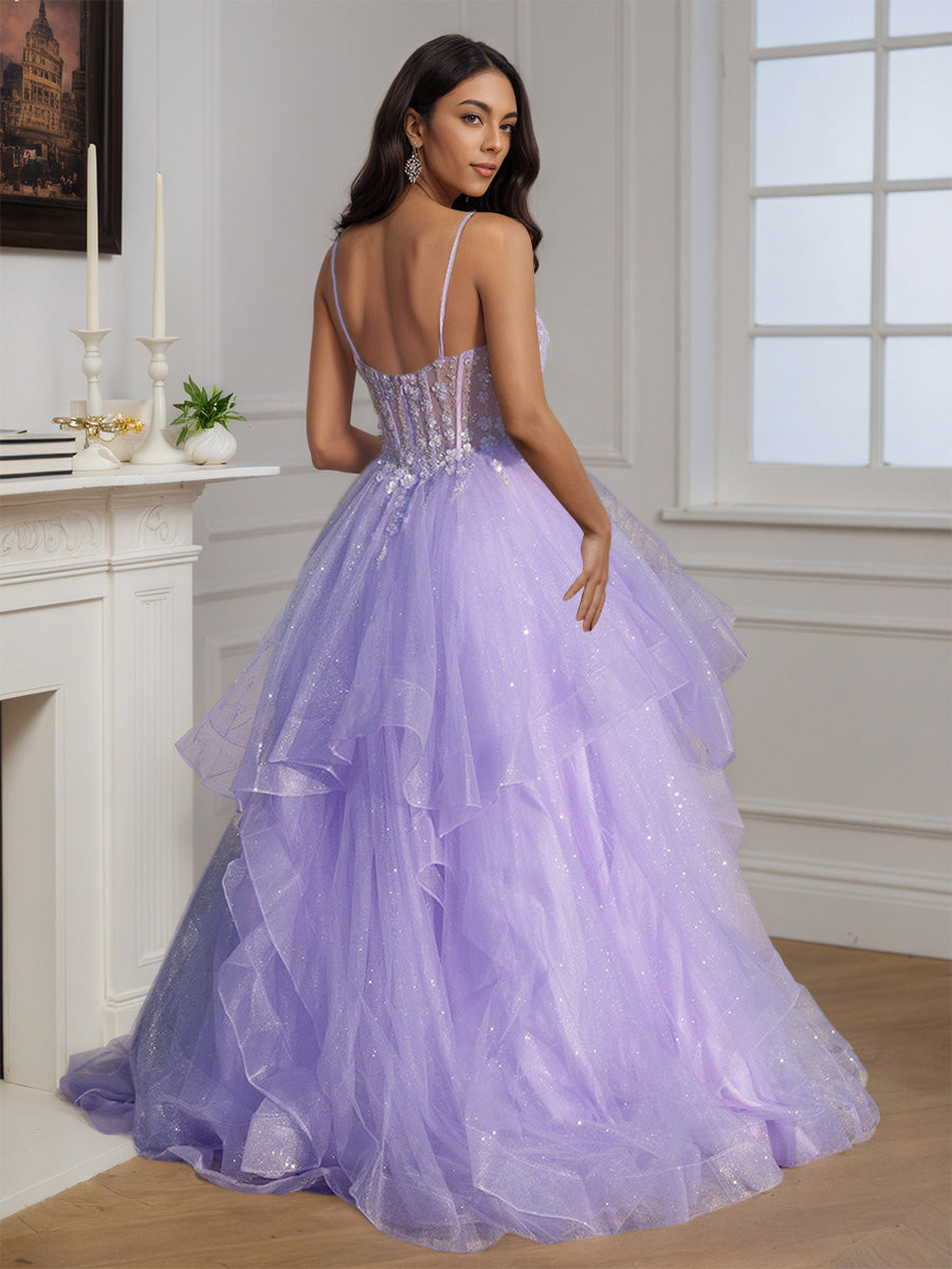 Cicinia Lilac Prom Dresses Long Tulle Floor Length Princess Dress