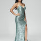 Spaghetti Straps Mermaid Sequins Bridesmaid Dress With Slit