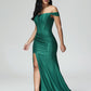 Sleeveless Off The Shoulder Strapless Satin Bridesmaid Dress With Slit