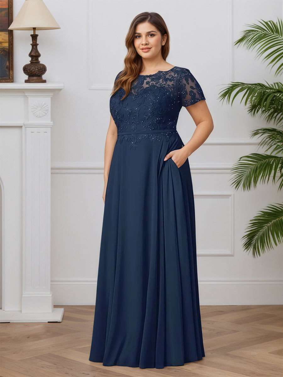 Cicinia Dark Navy Mother Of The Groom Dress Long Chiffon Lace A-line S