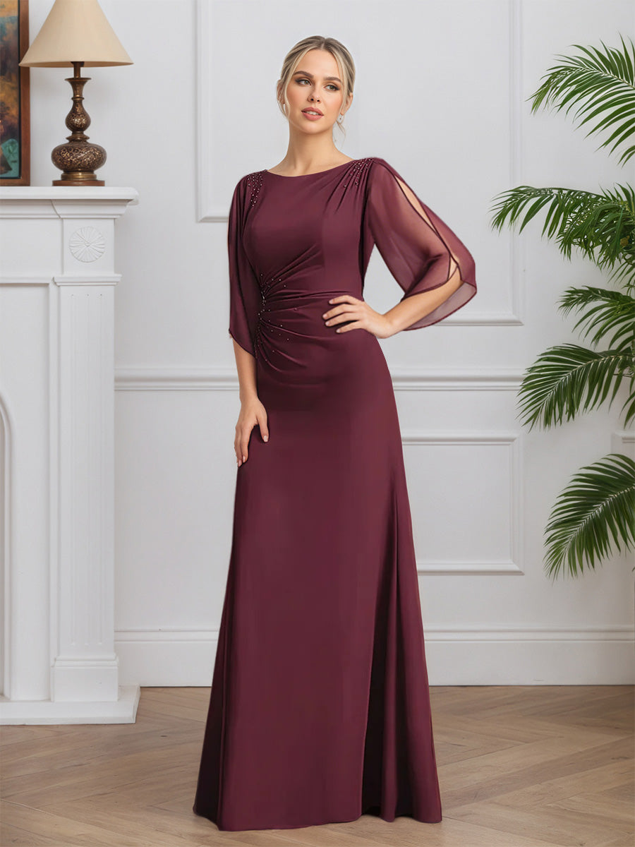 Cicinia Mulberry Mother Of The Bride Dress With Jacket Separates 3 Pieces Long Chiffon Beaded Tea Length