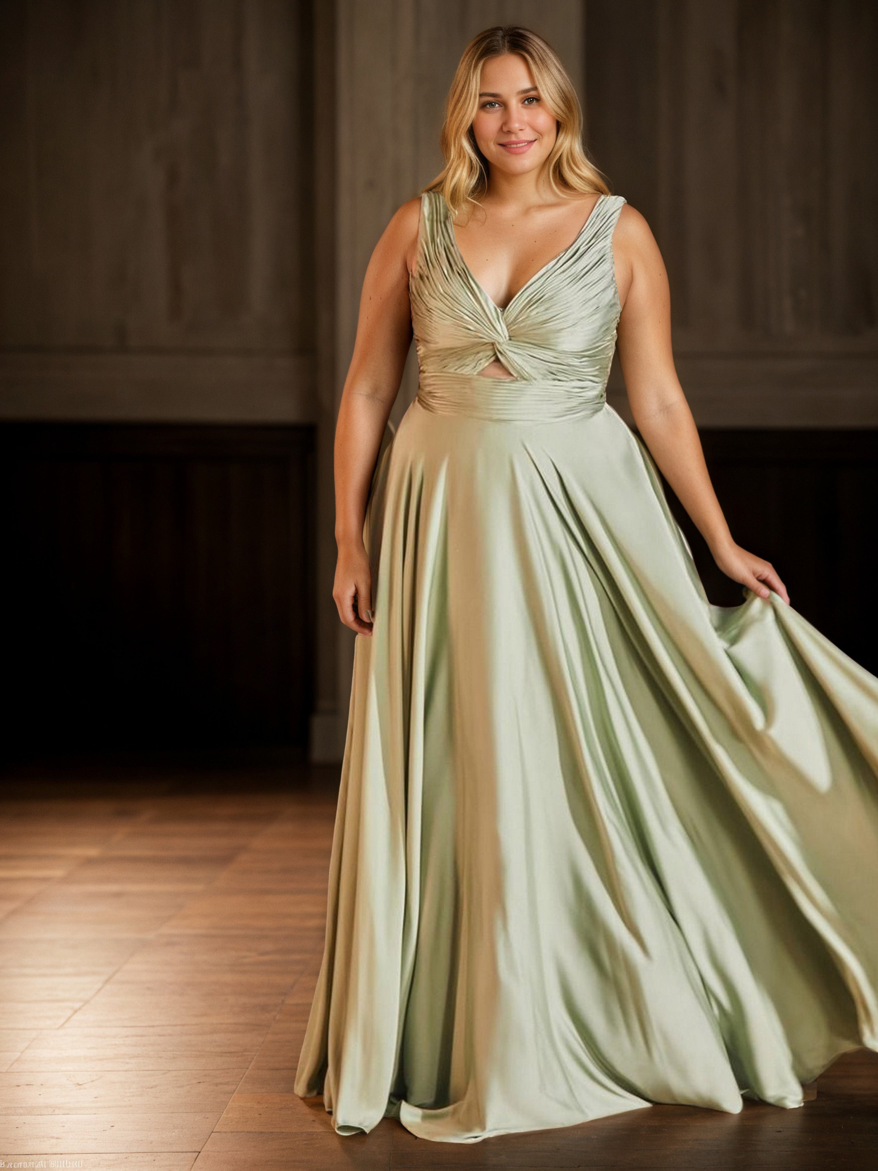 Pretty Dusty Sage V-neck Long A-line Prom Dresses Pretty Dusty Sage V-neck Long A-line Prom Dresses