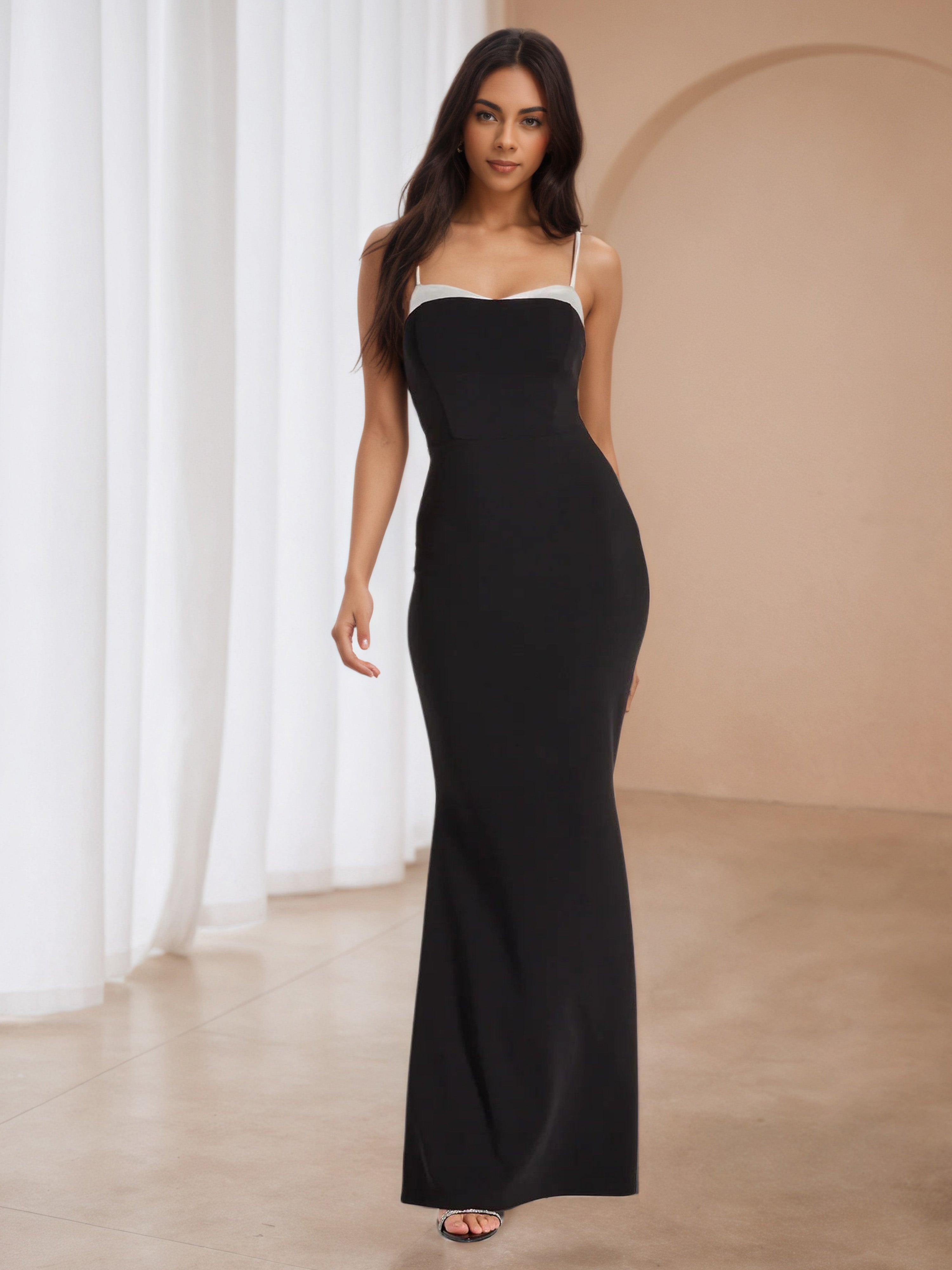 slim fit dress slacks Trumpet/Mermaid Floor Length Formal Dresses in Black