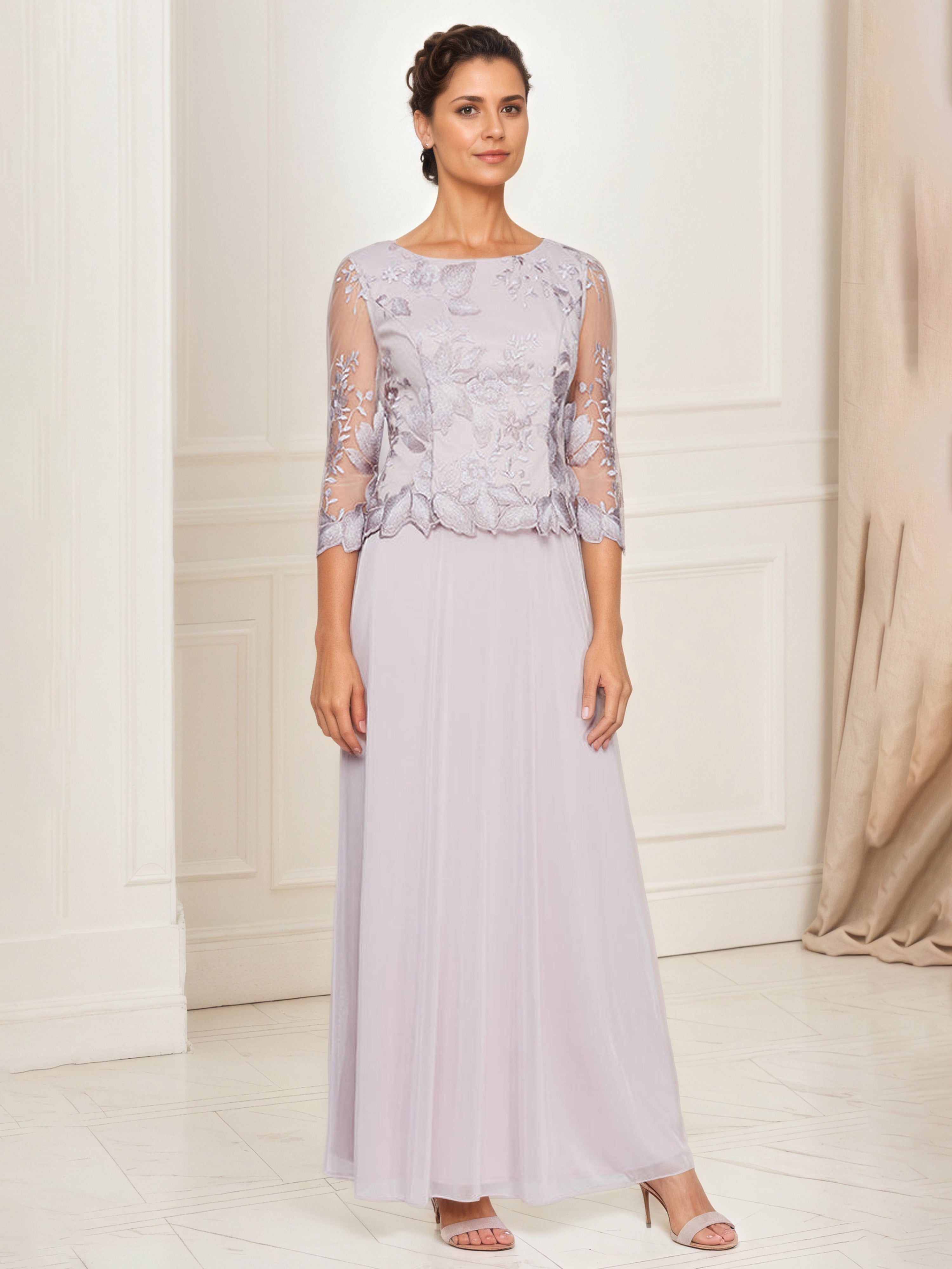 Wisteria Mother Of The Bride A-Line Embroidered Tulle Long Mother Of T Wisteria Mother Of The Bride A-Line Embroidered Tulle Long Mother Of T