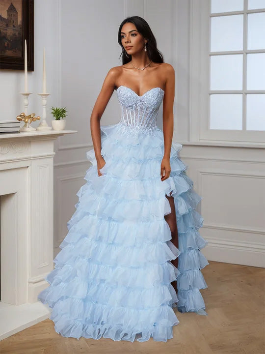 Cicinia Sky Blue Mother Of The Groom Dress Long Chiffon Lace A-line Half Sleeves Beaded Floor Length