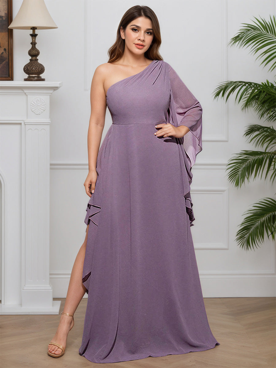 A-Line Off the Shoulder Chiffon Floor-Length Dress Wisteria