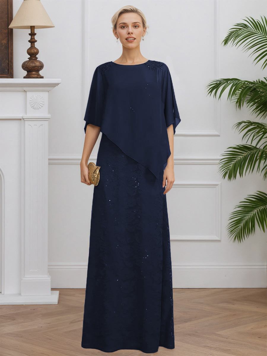 Cicinia Dark Navy Mother Of The Groom Dress Long Chiffon Lace Floor Le
