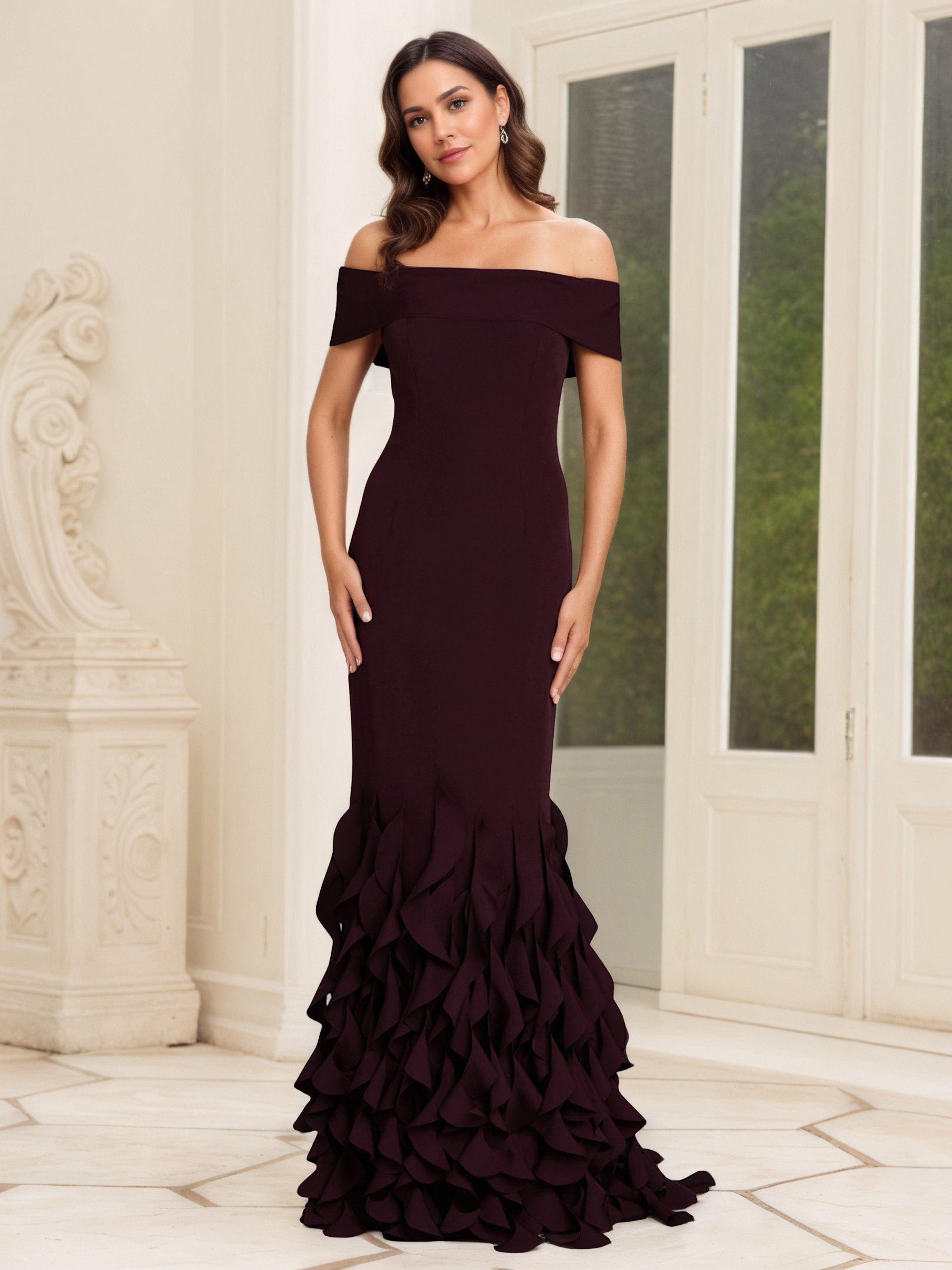 layered off shoulder dress Women's Jane Layered Off-Shoulder Organza Maxi Dress XS/S/M/L/XL Black and White MEAN BLVD S / Black and White