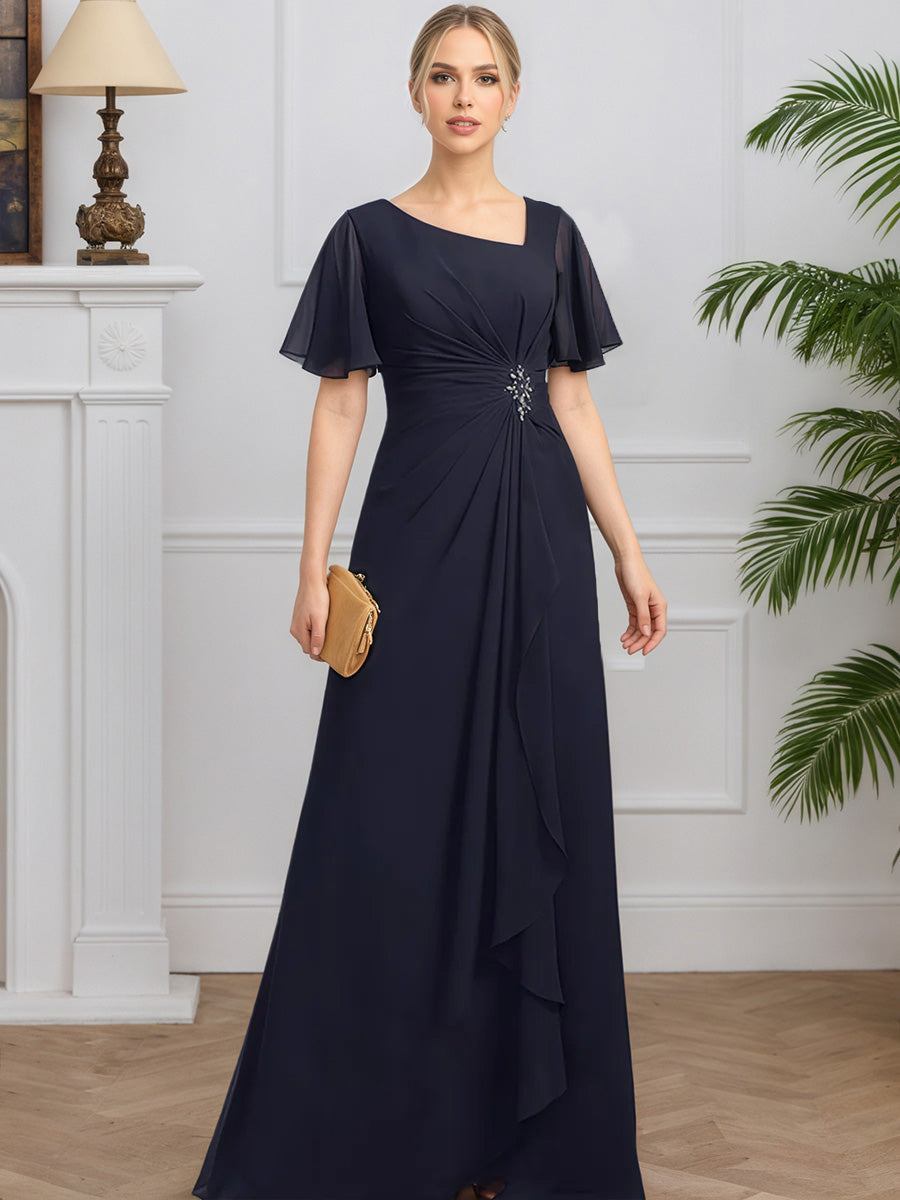 Cicinia Dark Navy Mother Of The Groom Dress Long Chiffon A-line Asymme