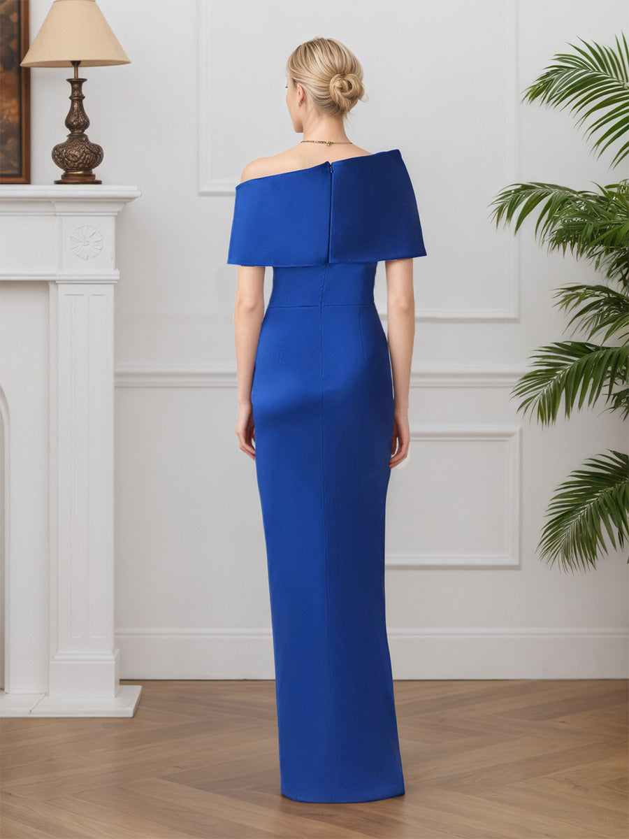 Cicinia Royal Blue Mother Of The Bride Dress Long Satin Sheath Sleeveless Floor Length