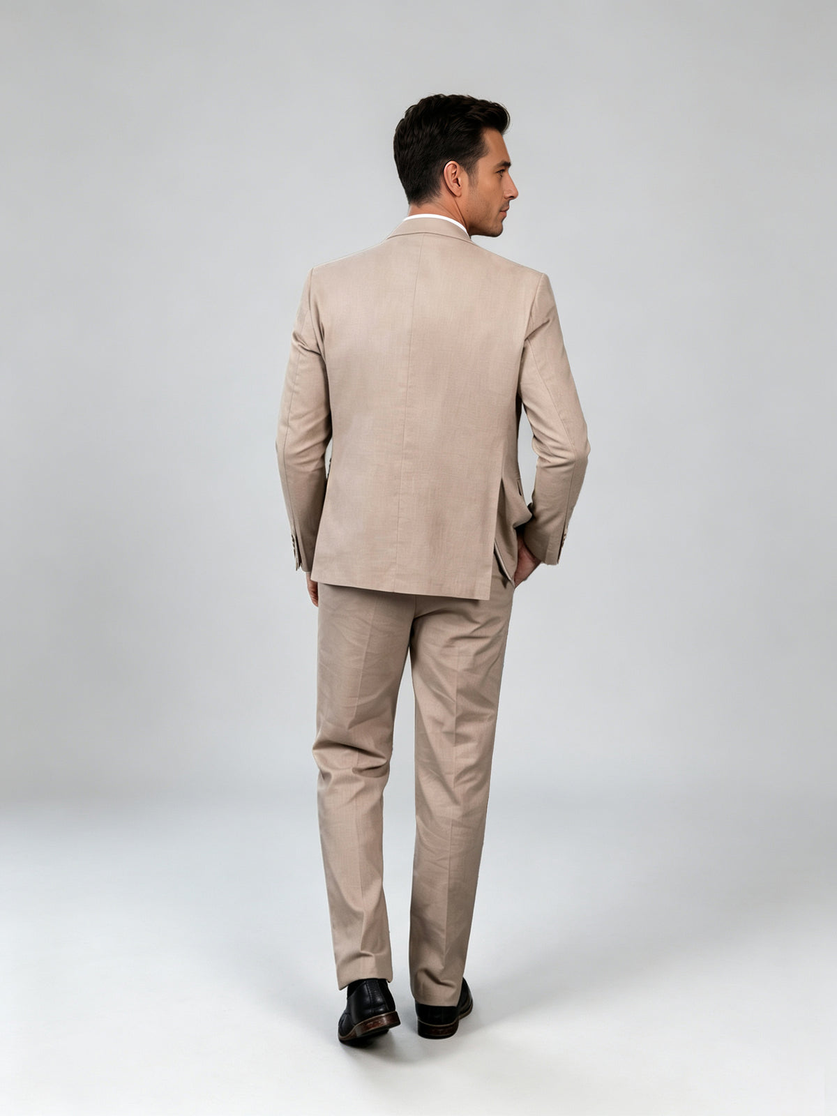 Cicinia Khaki Men's Suits 3 Pieces Suit Notch Lapel Formal Attire Matching Vest Jacket Pants