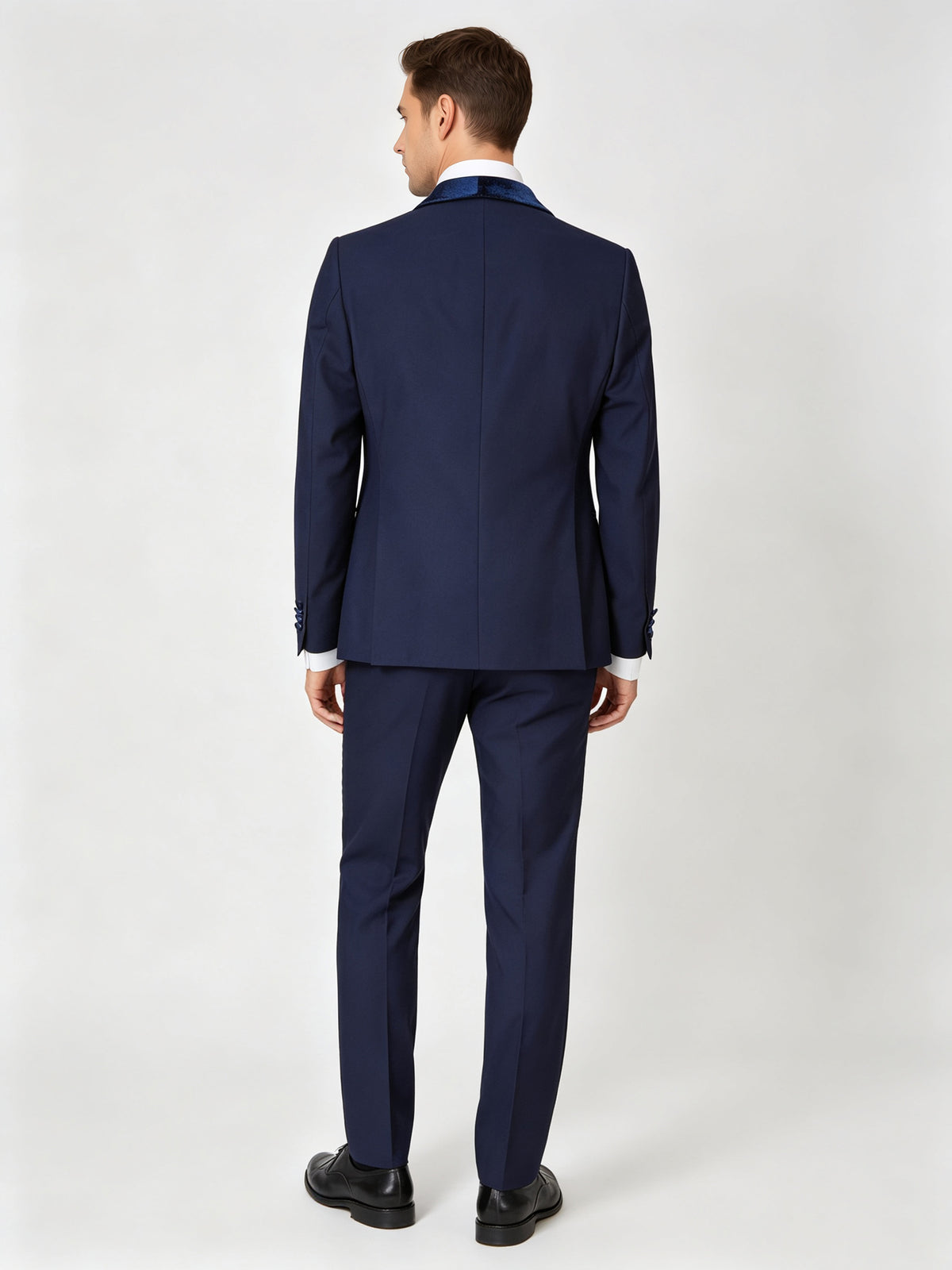 Cicinia Navy Blue Men's Suits 3 Pieces Tuxedo Shawl Lapel Slim Fit Suit Vest Jacket Trousers Outfit