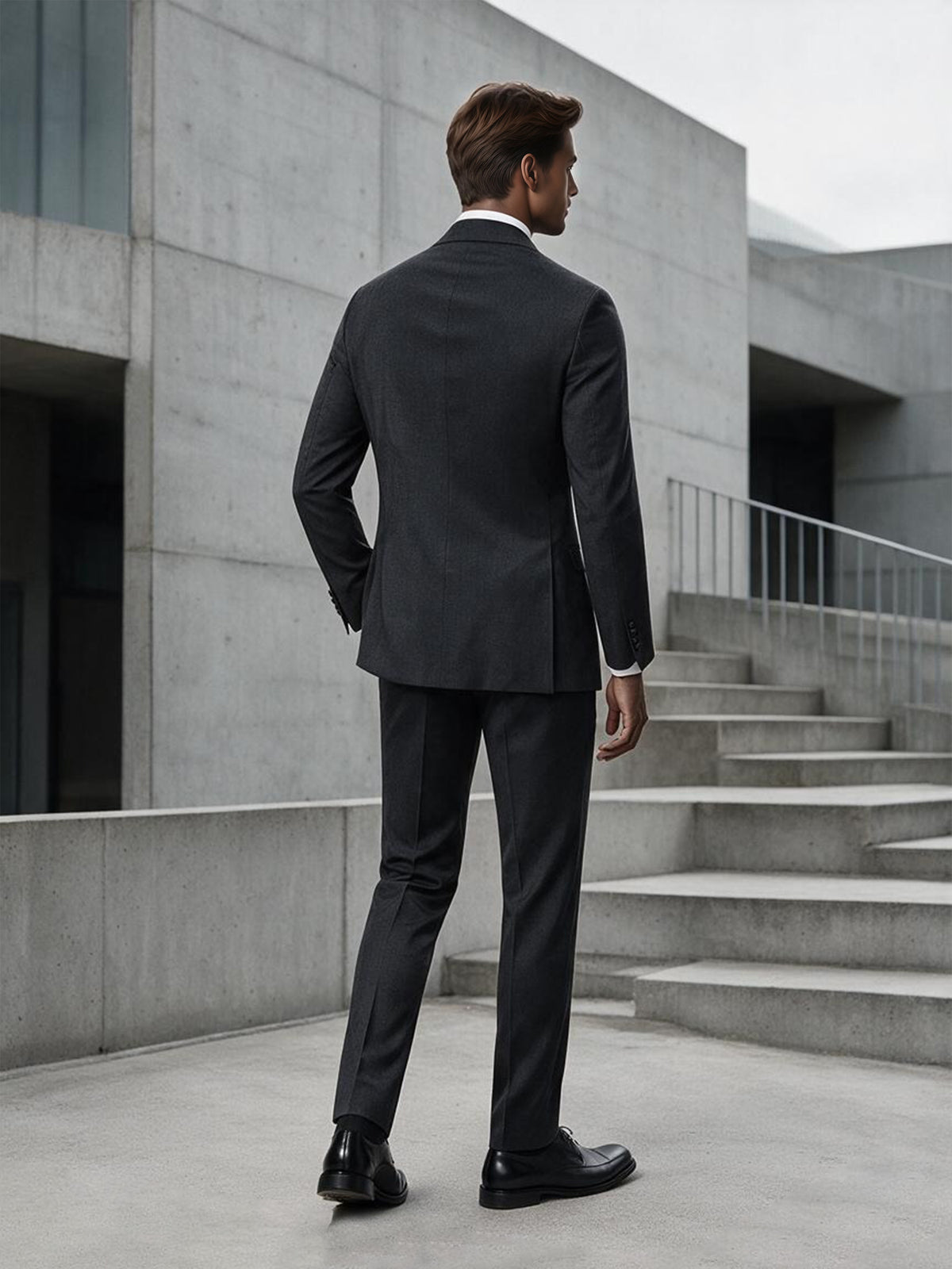 Cicinia Black Men's Suits Slim Fit Notch Lapel Single Breasted Jacket With Pants