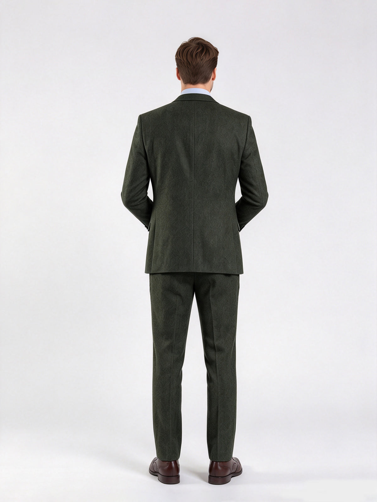 Cicinia Herringbone Dark Green Men's Suits 3 Pieces Vintage Formal Suit Notch Lapel Tailored Slim Jacket Vest Pants