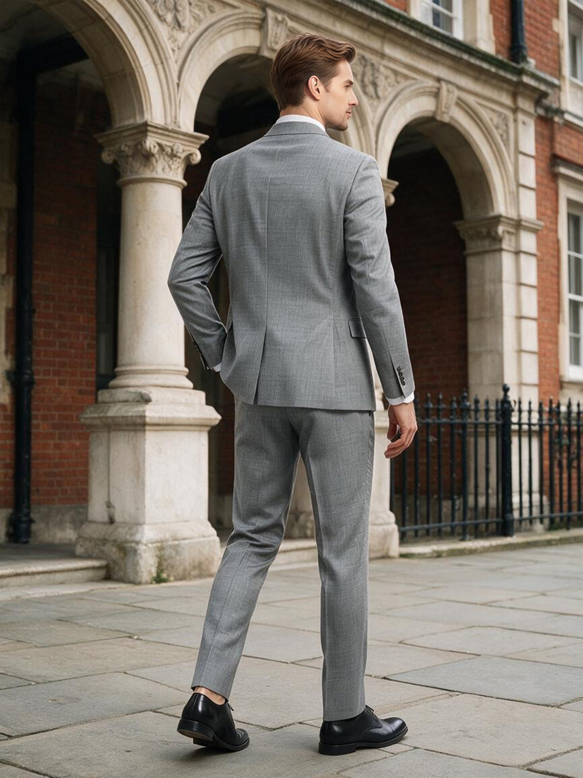 Cicinia Chic Grey Slim Fit Two Button Business Men's Suits Jacket With Pants
