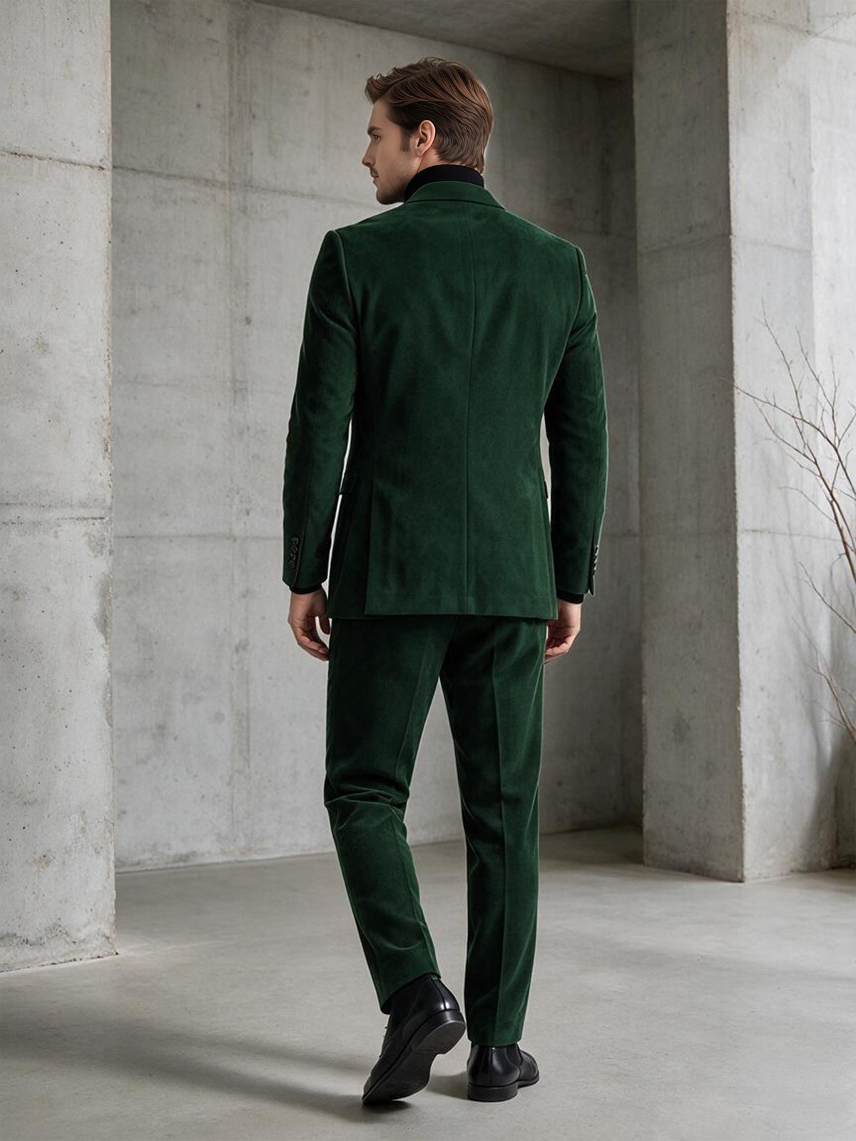 Cicinia Slim Fit Notch Lapel Dark Green Men's Suits Slim Fit 2 Pieces Suit