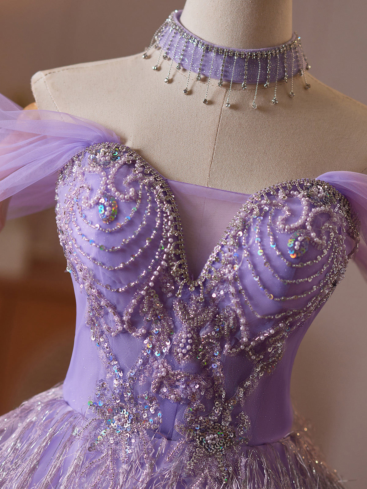 Cicinia Off The Shoulder Lilac Homecoming Dresses Short A-line Glitter Fringe Mini Formal Dresses