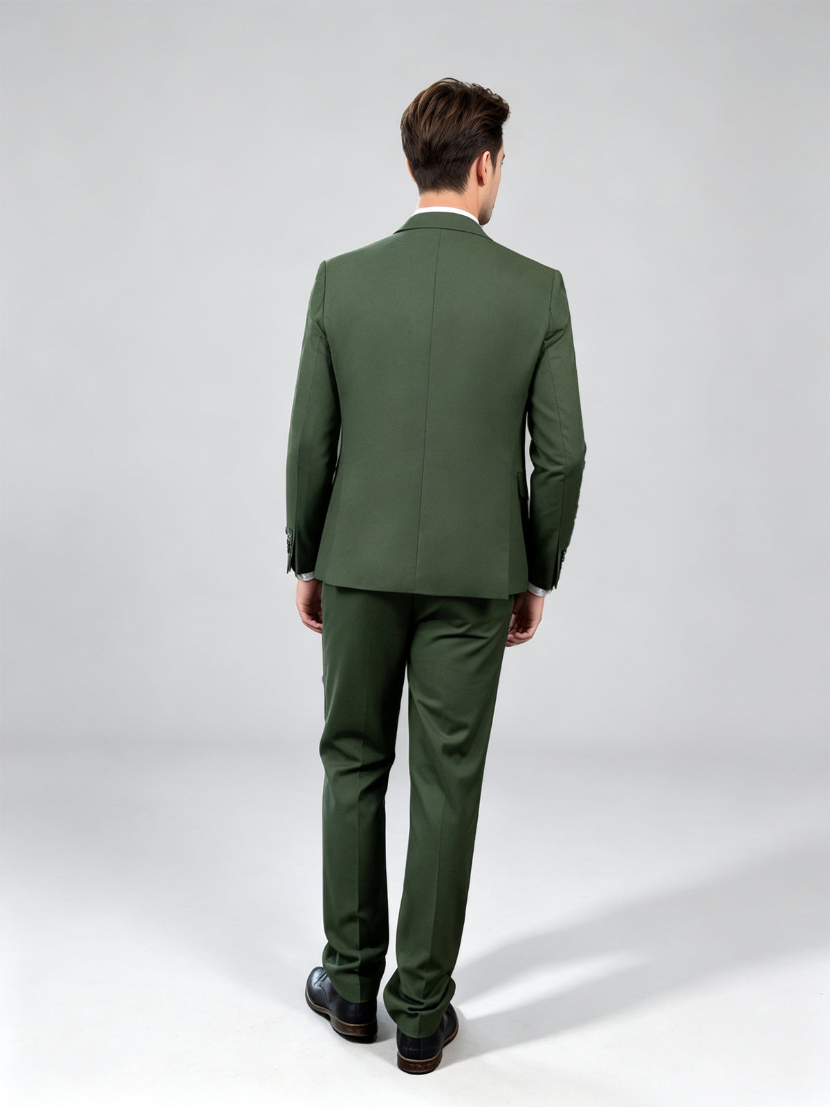 Cicinia 3 Piece Double Breasted Jacket V Neck Single Breasted Vest Straight Leg Trousers Dark Green Men's Suits