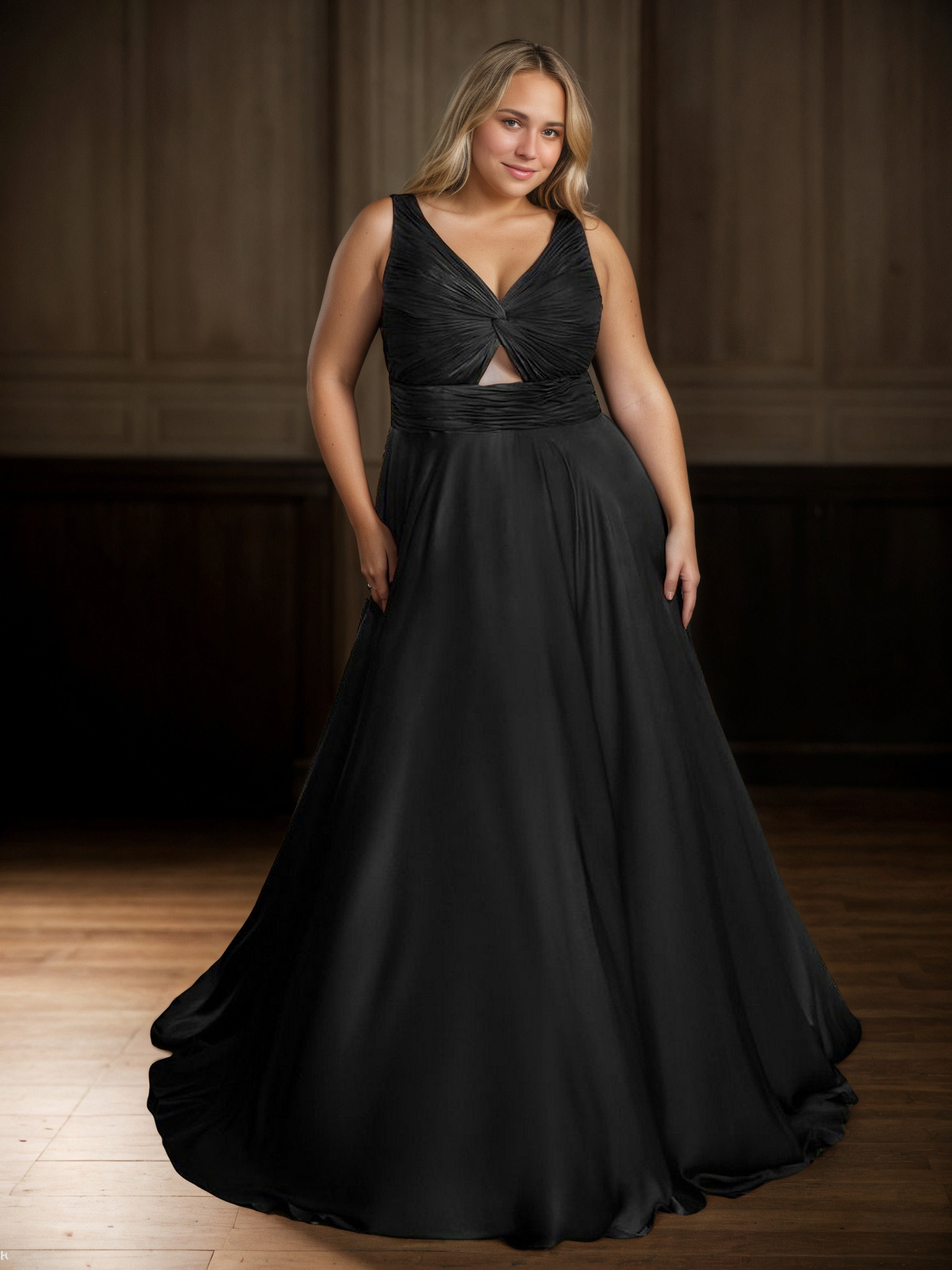 Modest Black Floor Length Long A-Line Plus Size Prom Dresses Modest Black Floor Length Long A-Line Plus Size Prom Dresses