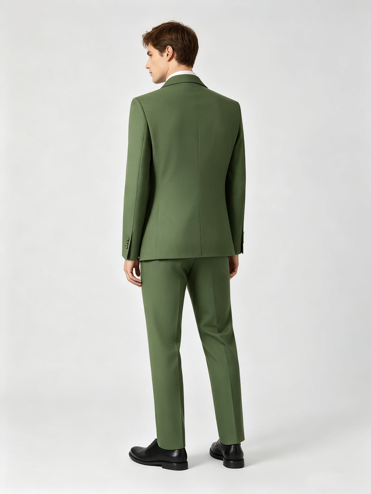 Cicinia 3 Pieces Solid Suit Notch Lapel Single Breasted Jacket Matching Vest Straight Trousers Olive Green Men's Suits