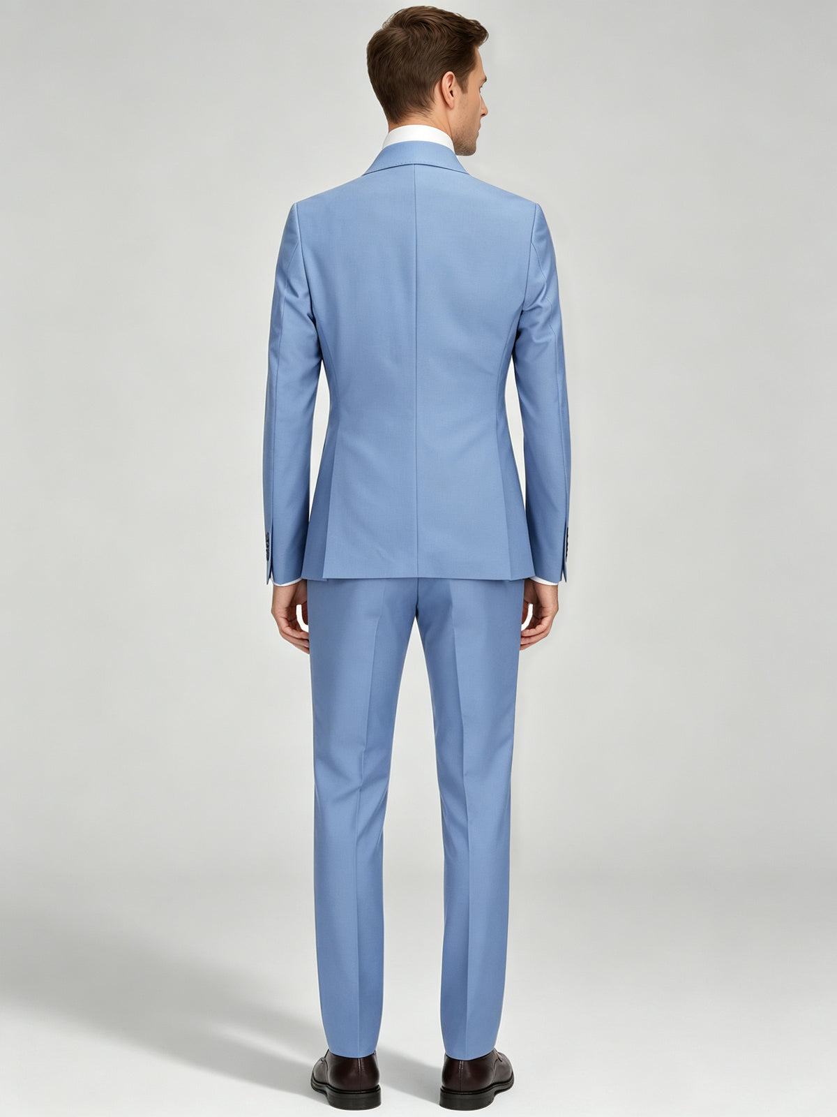 Cicinia Slim Fit Blue Men's Suits 3 Pieces Suit Peak Lapel Single Breasted Jacket Vest Trousers