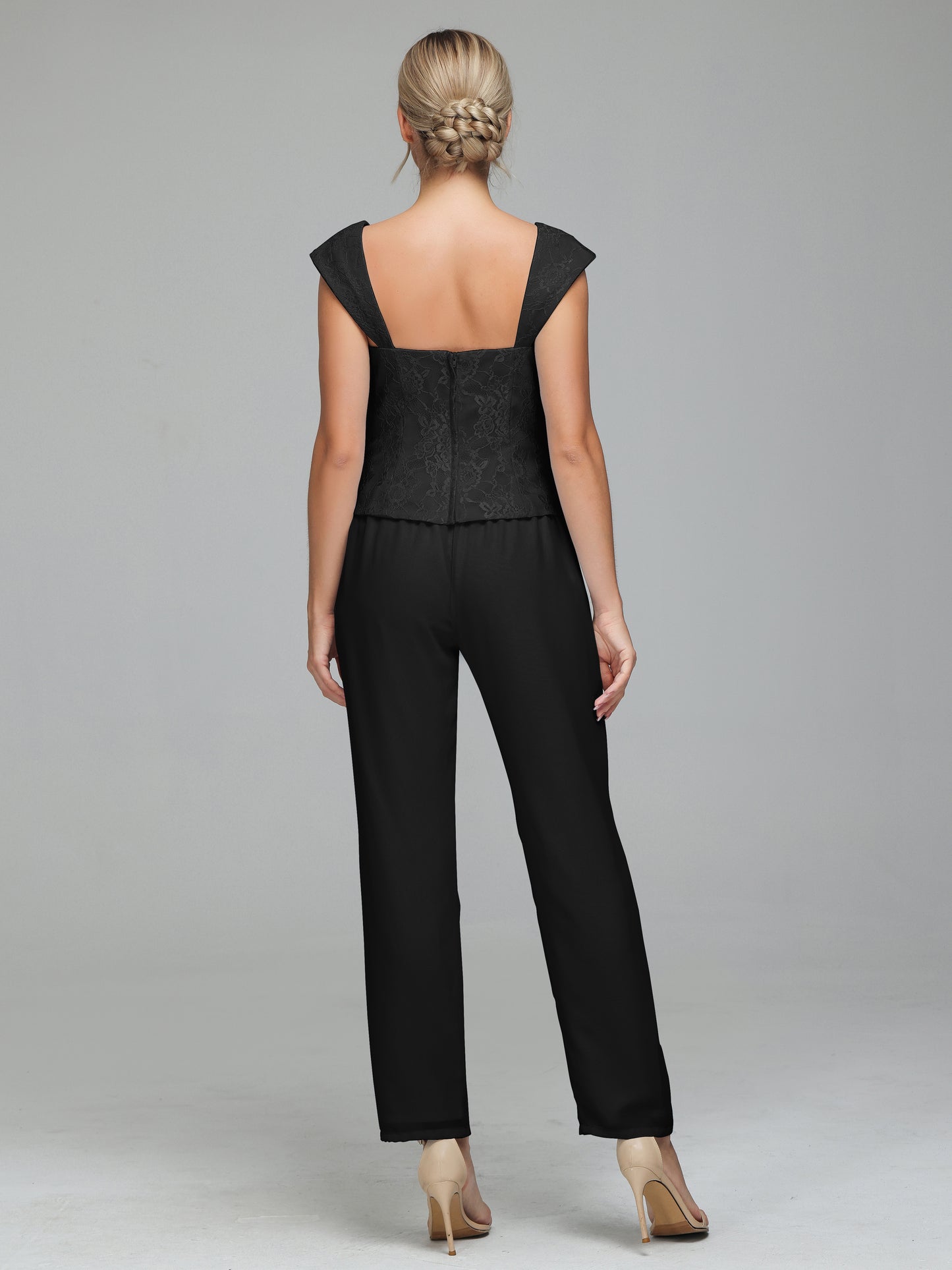 3 Pieces Chiffon Lace Long Sleeves Mother Of The Bride Dress Pants Suits