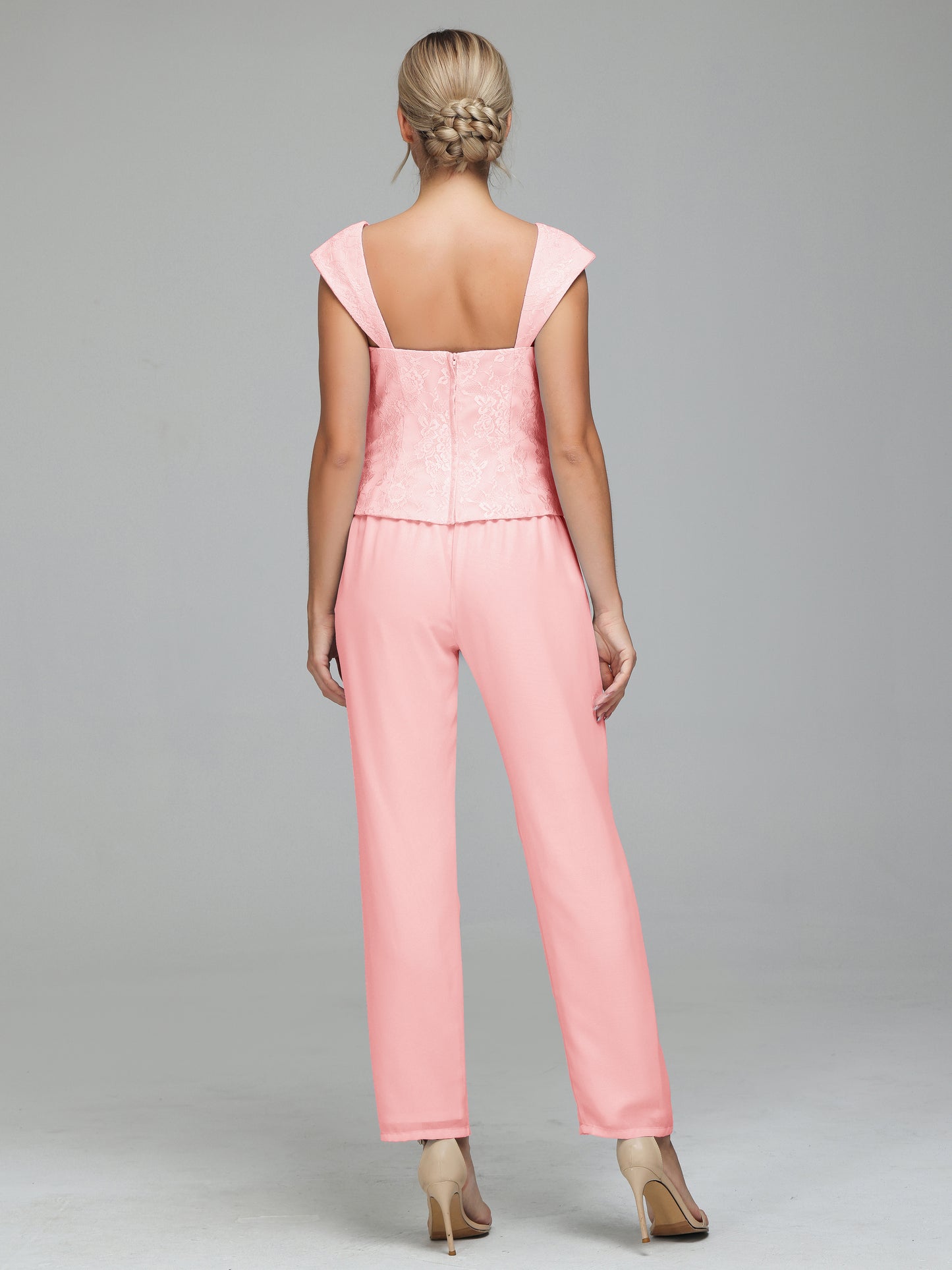 3 Pieces Chiffon Lace Long Sleeves Mother Of The Bride Dress Pants Suits