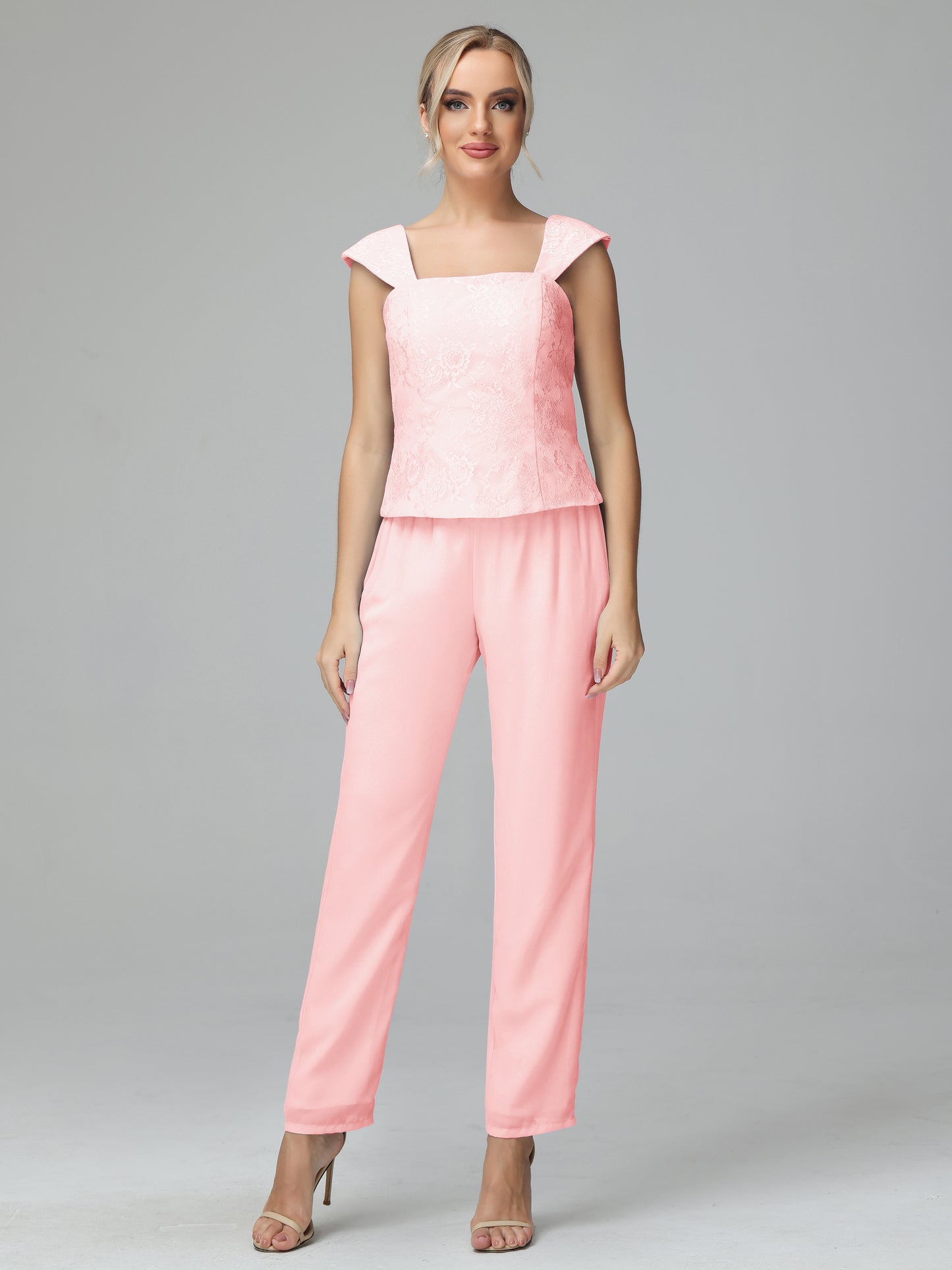 3 Pieces Chiffon Lace Long Sleeves Mother Of The Bride Dress Pants Suits