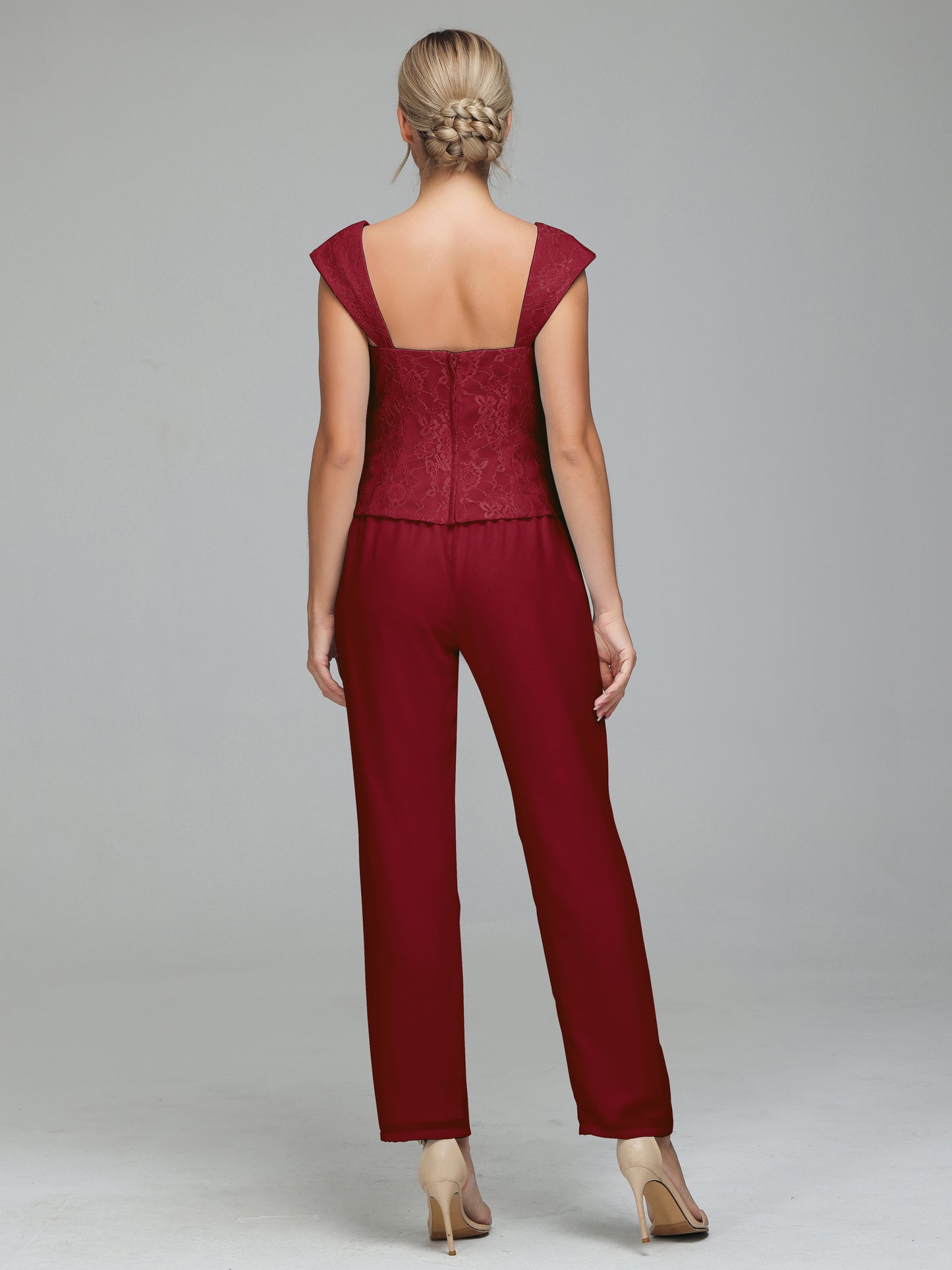 3 Pieces Chiffon Lace Long Sleeves Mother Of The Bride Dress Pants Suits