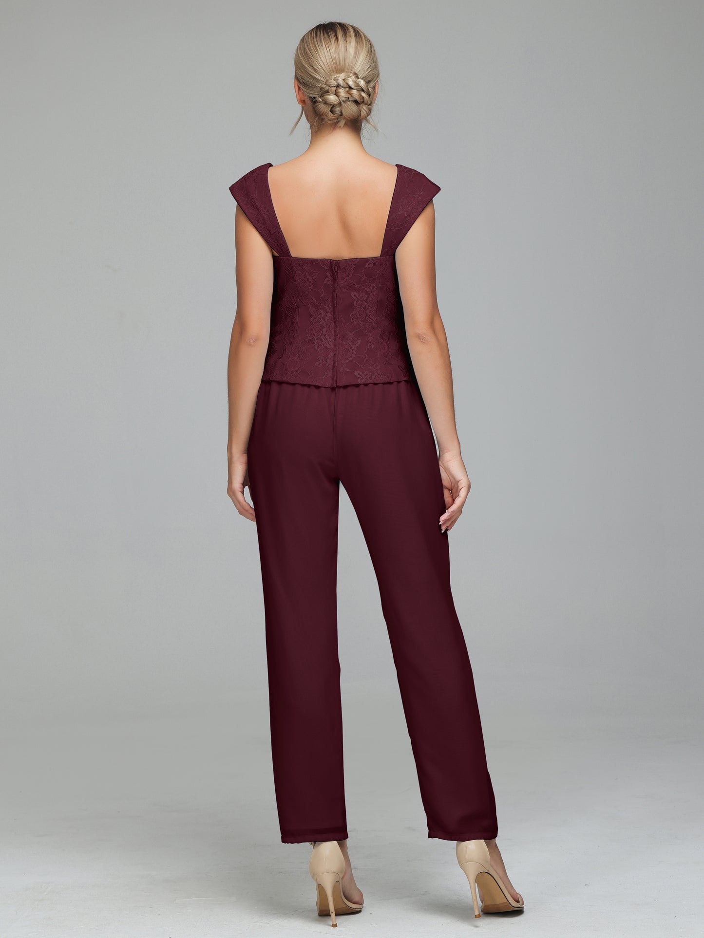 3 Pieces Chiffon Lace Long Sleeves Mother Of The Bride Dress Pants Suits