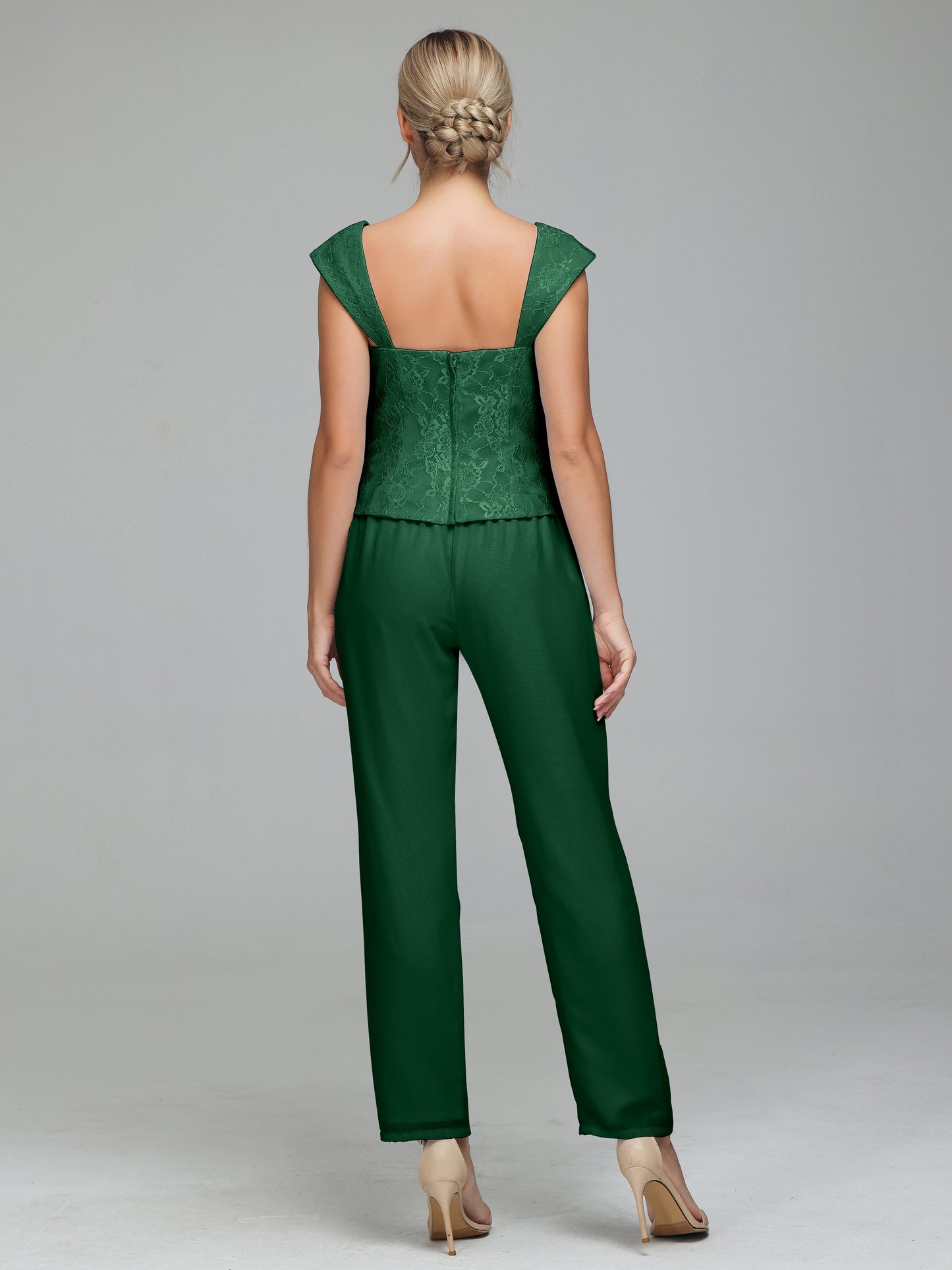 3 Pieces Chiffon Lace Long Sleeves Mother Of The Bride Dress Pants Suits