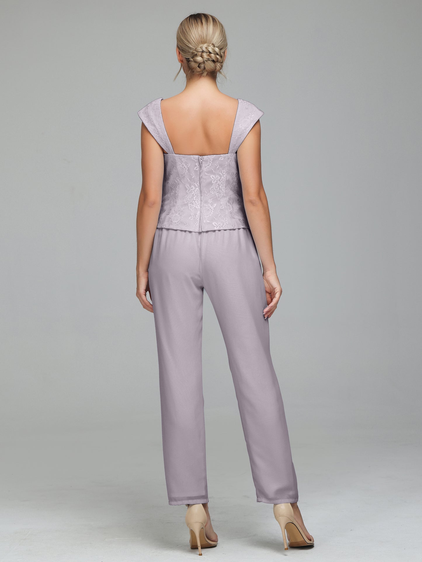3 Pieces Chiffon Lace Long Sleeves Mother Of The Bride Dress Pants Suits
