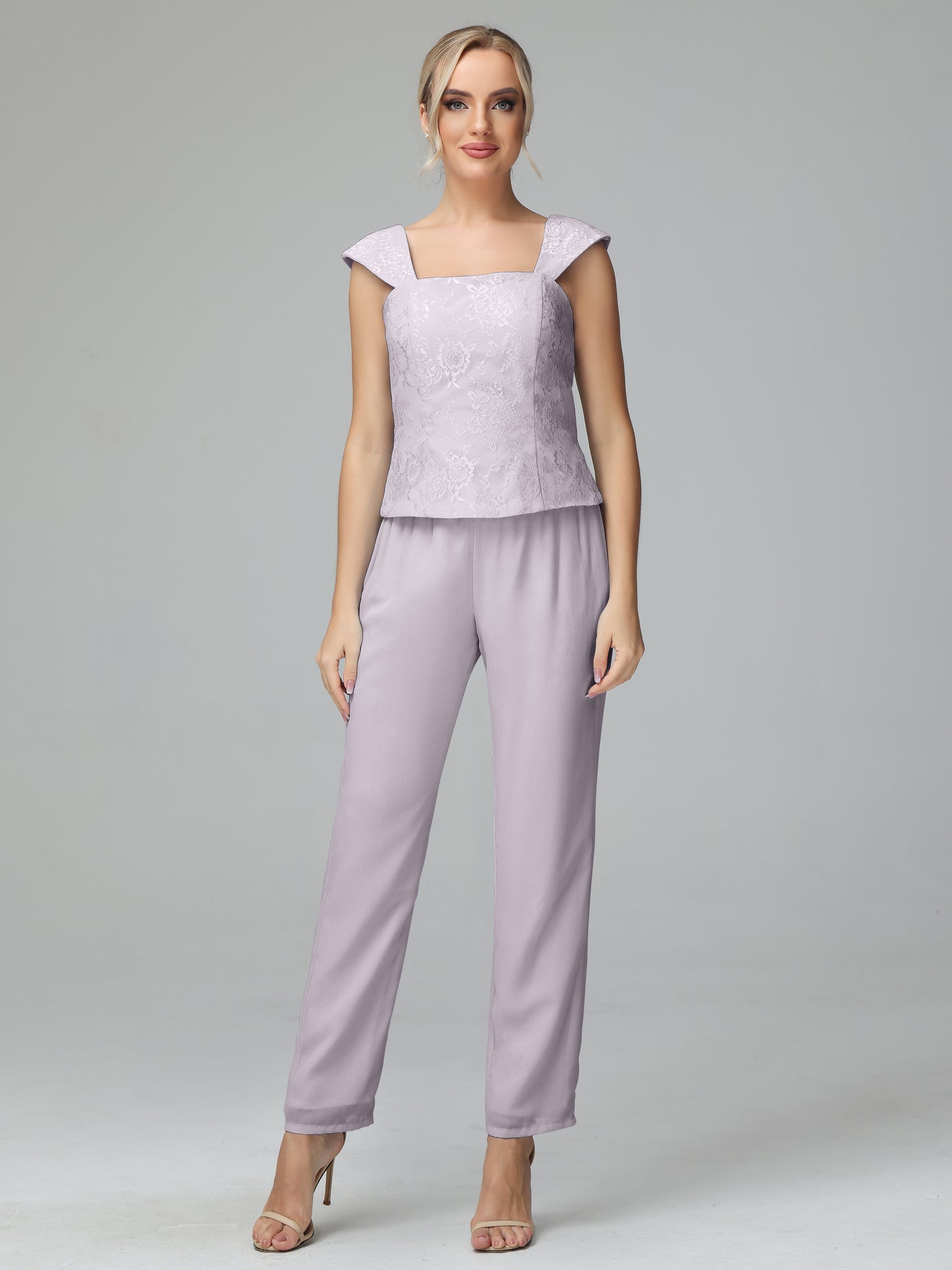 3 Pieces Chiffon Lace Long Sleeves Mother Of The Bride Dress Pants Suits