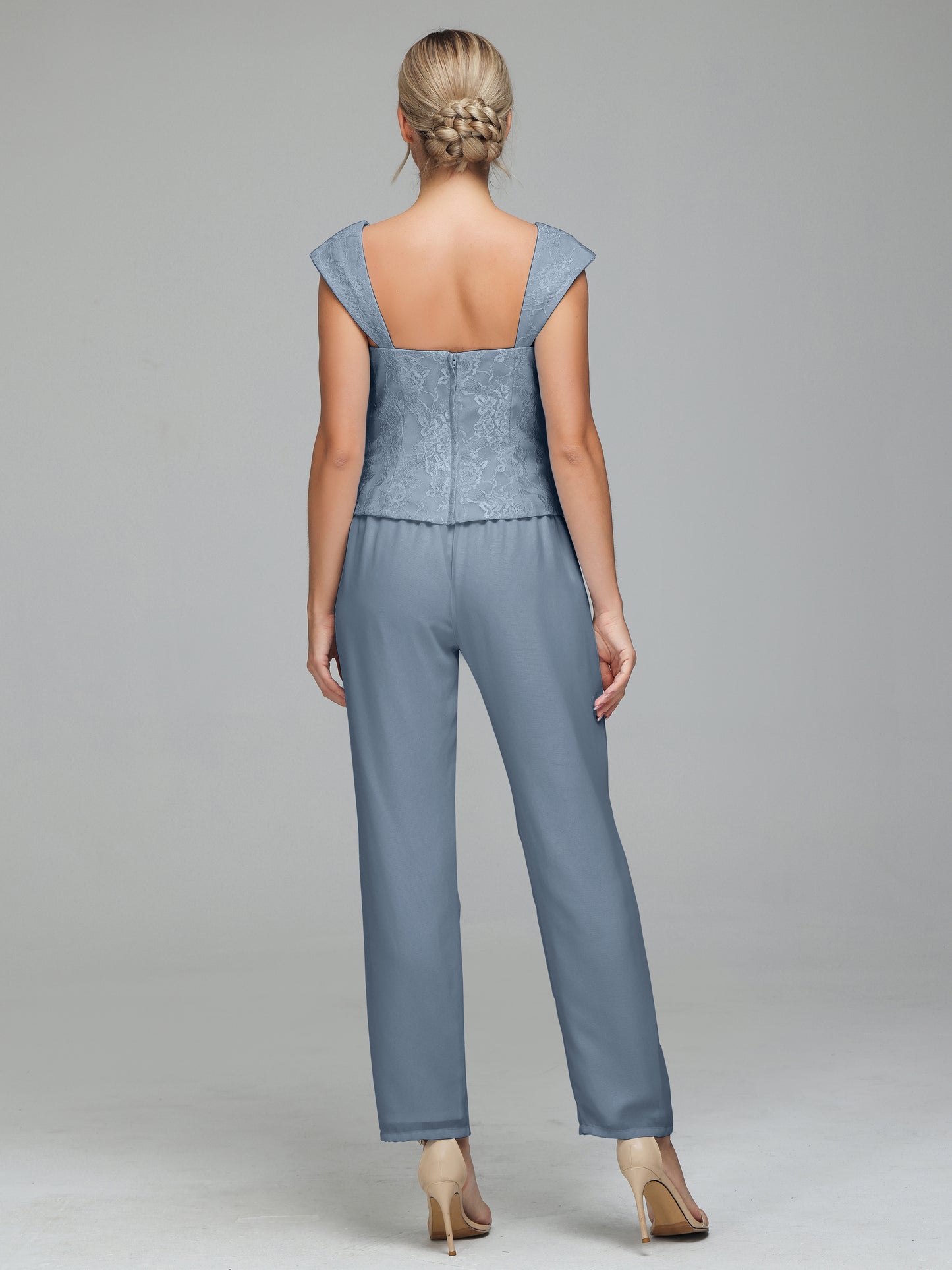 3 Pieces Chiffon Lace Long Sleeves Mother Of The Bride Dress Pants Suits