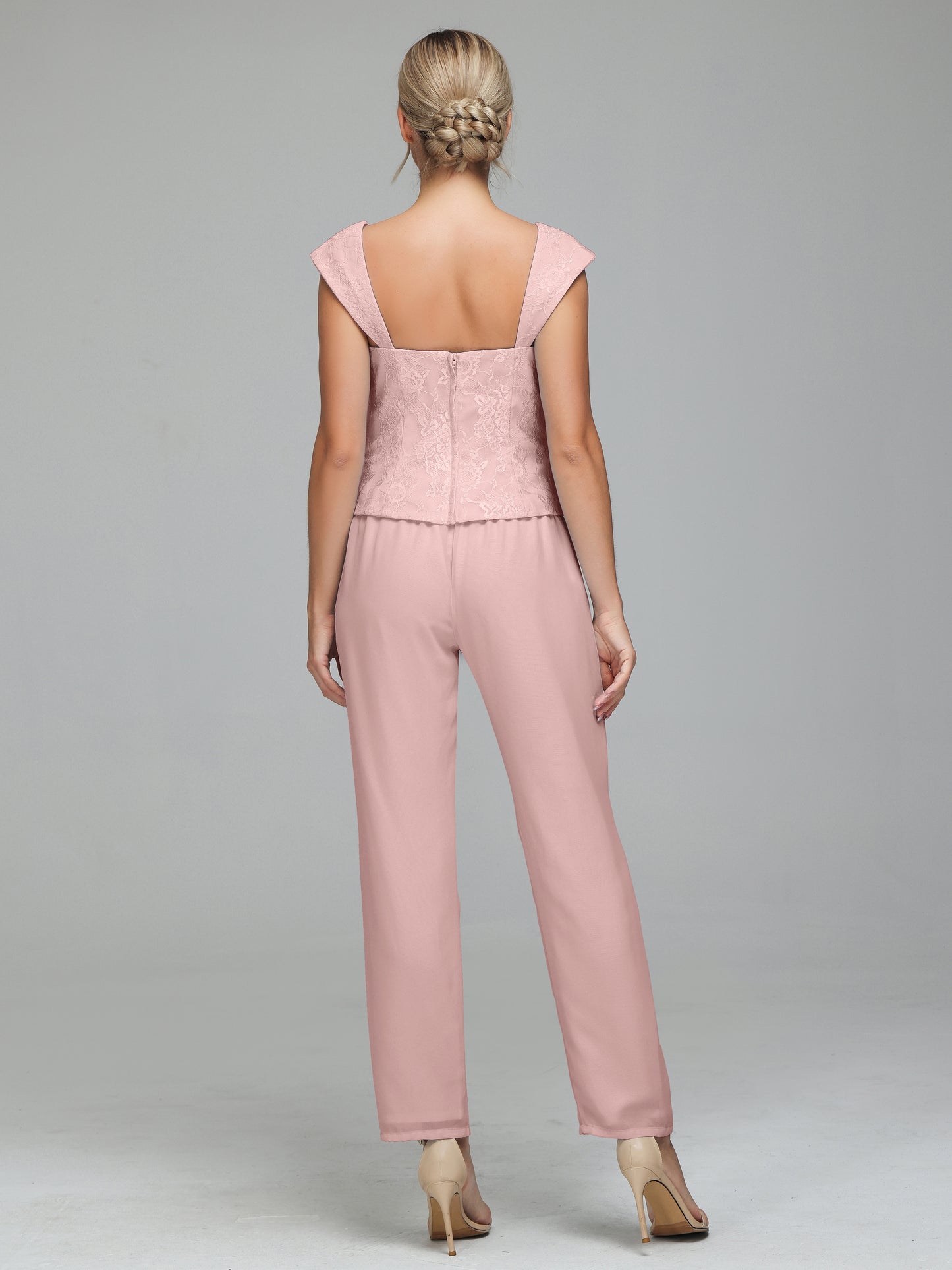 3 Pieces Chiffon Lace Long Sleeves Mother Of The Bride Dress Pants Suits