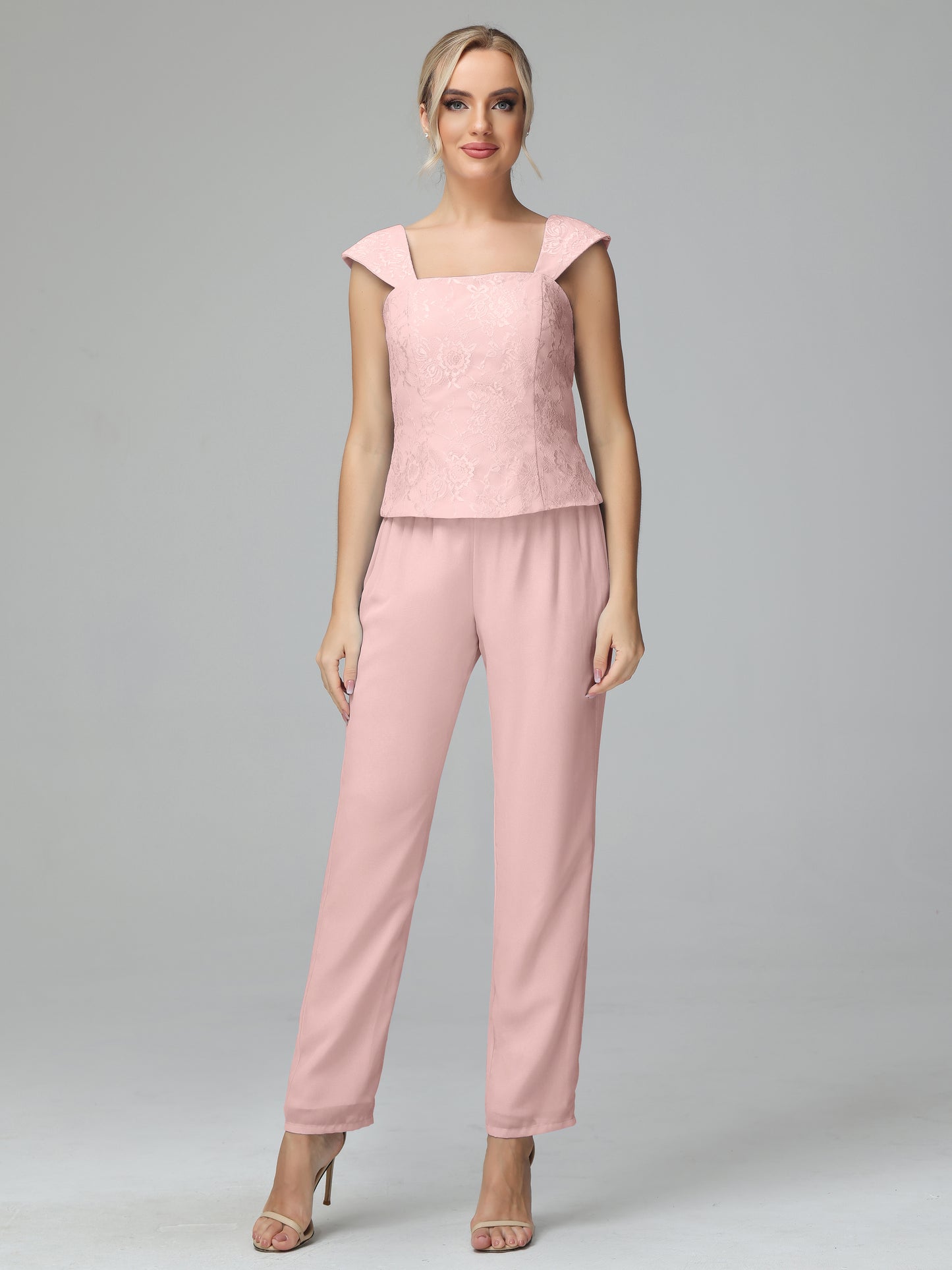 3 Pieces Chiffon Lace Long Sleeves Mother Of The Bride Dress Pants Suits
