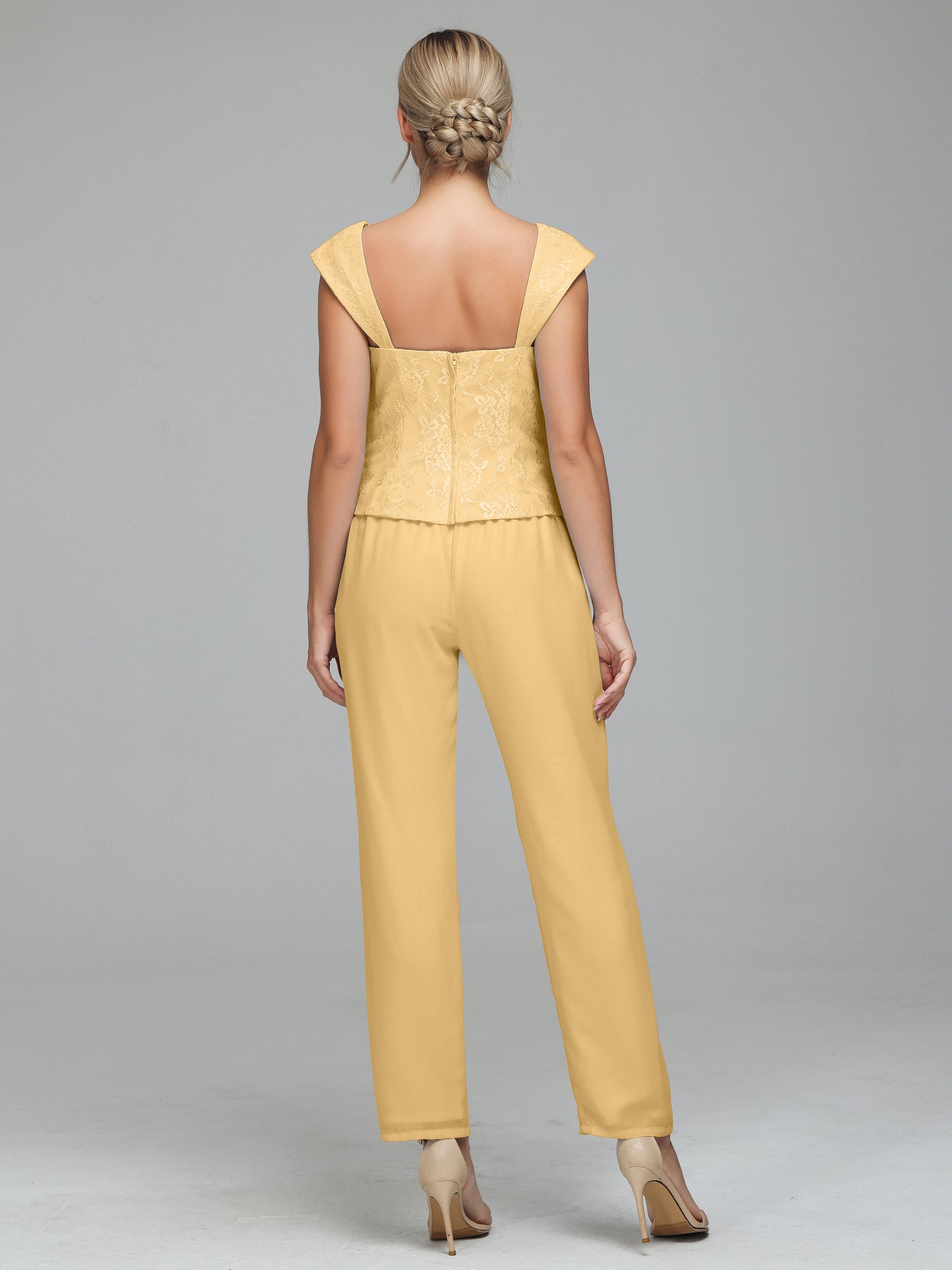 3 Pieces Chiffon Lace Long Sleeves Mother Of The Bride Dress Pants Suits