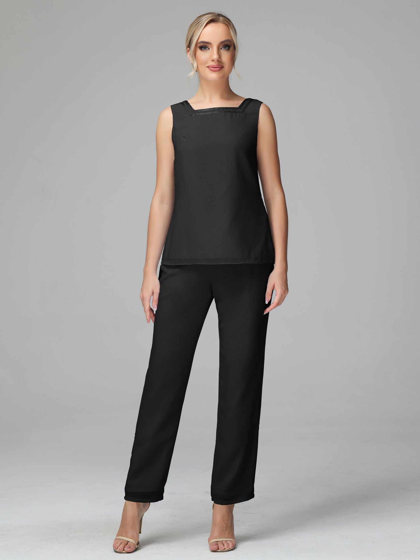 3 Pieces Chiffon Long Sleeves Mother Of The Bride Dress Pants Suits