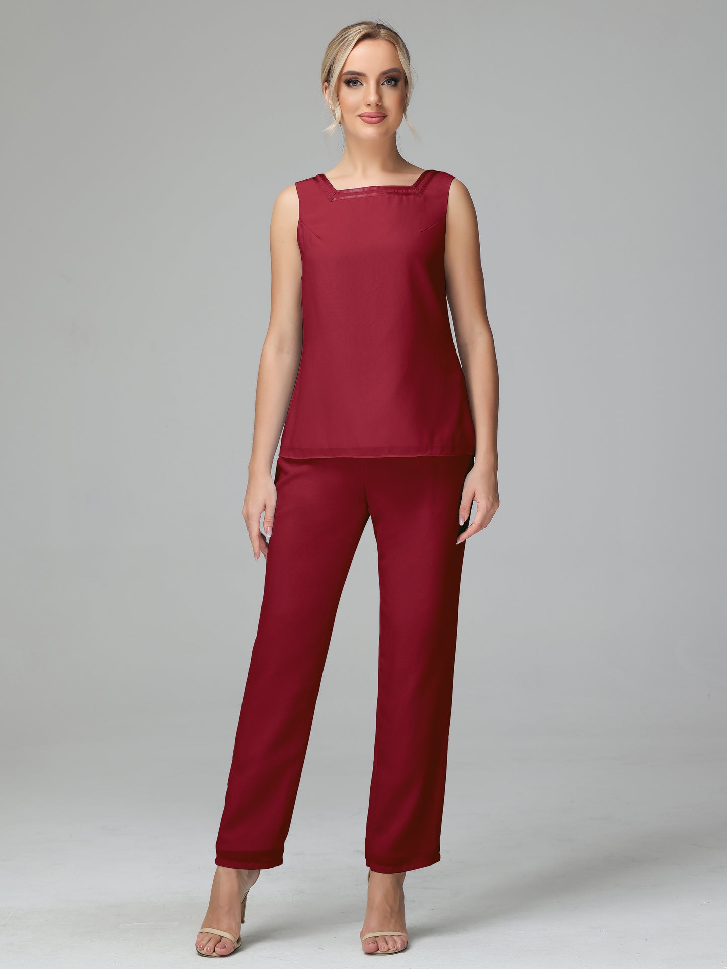 3 Pieces Chiffon Long Sleeves Mother Of The Bride Dress Pants Suits