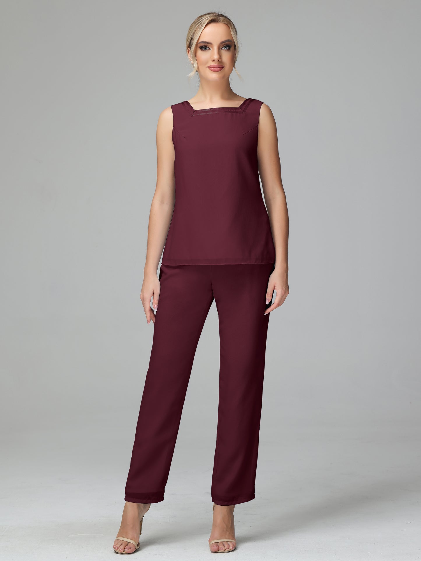 3 Pieces Chiffon Long Sleeves Mother Of The Bride Dress Pants Suits