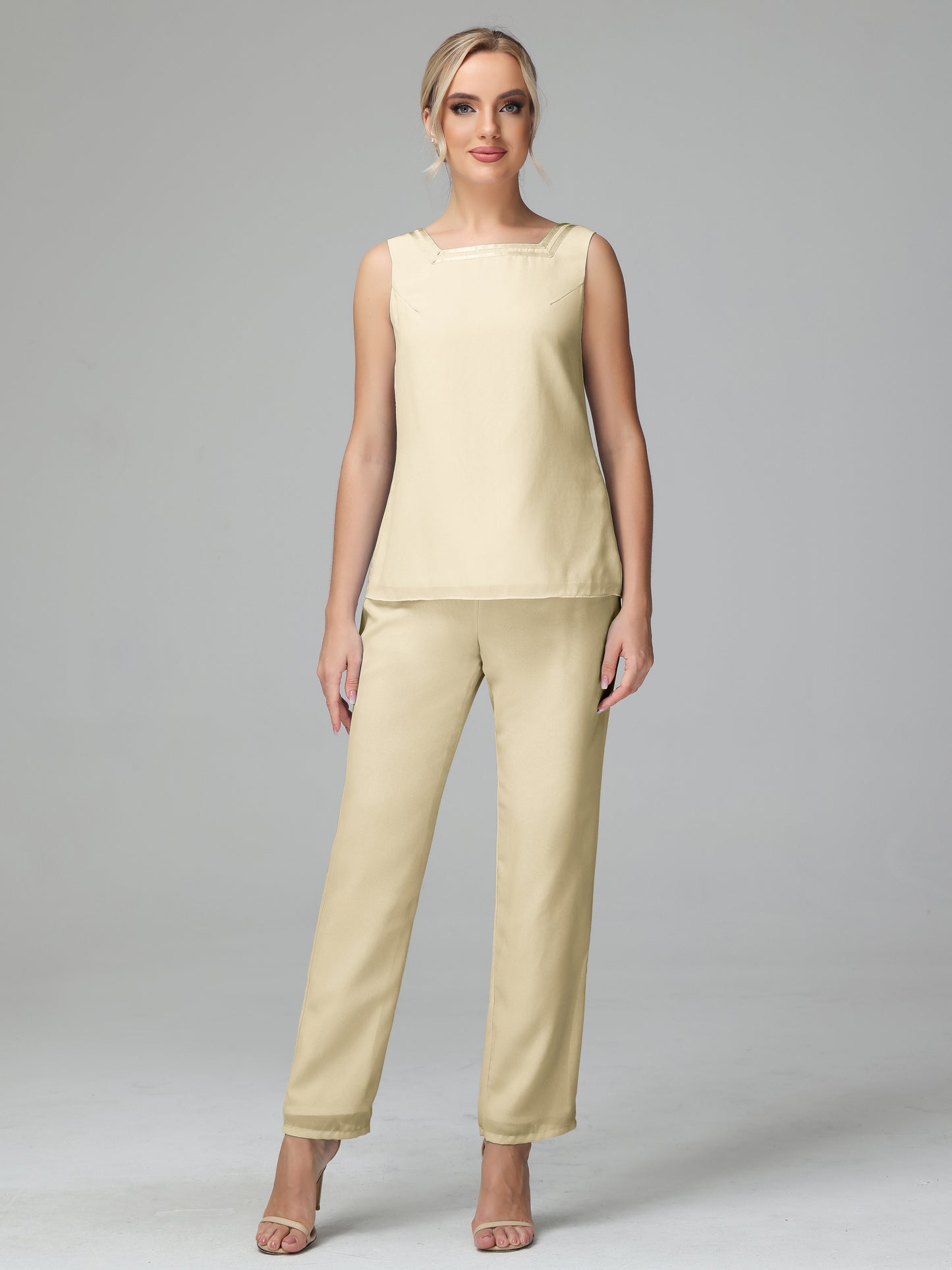 3 Pieces Chiffon Long Sleeves Mother Of The Bride Dress Pants Suits