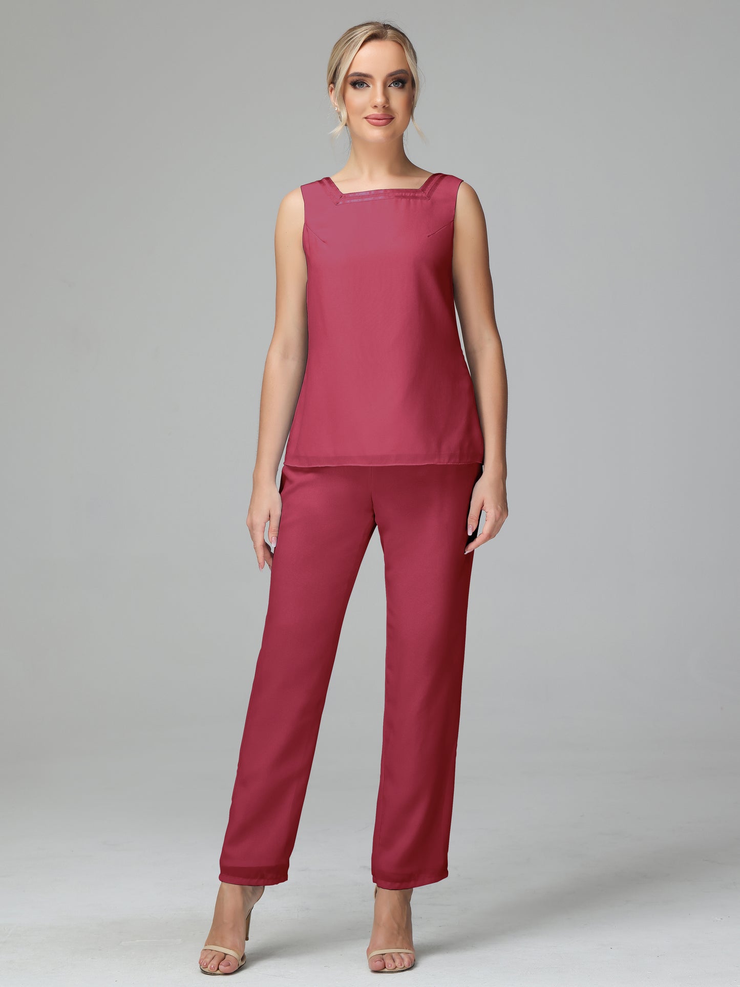 3 Pieces Chiffon Long Sleeves Mother Of The Bride Dress Pants Suits