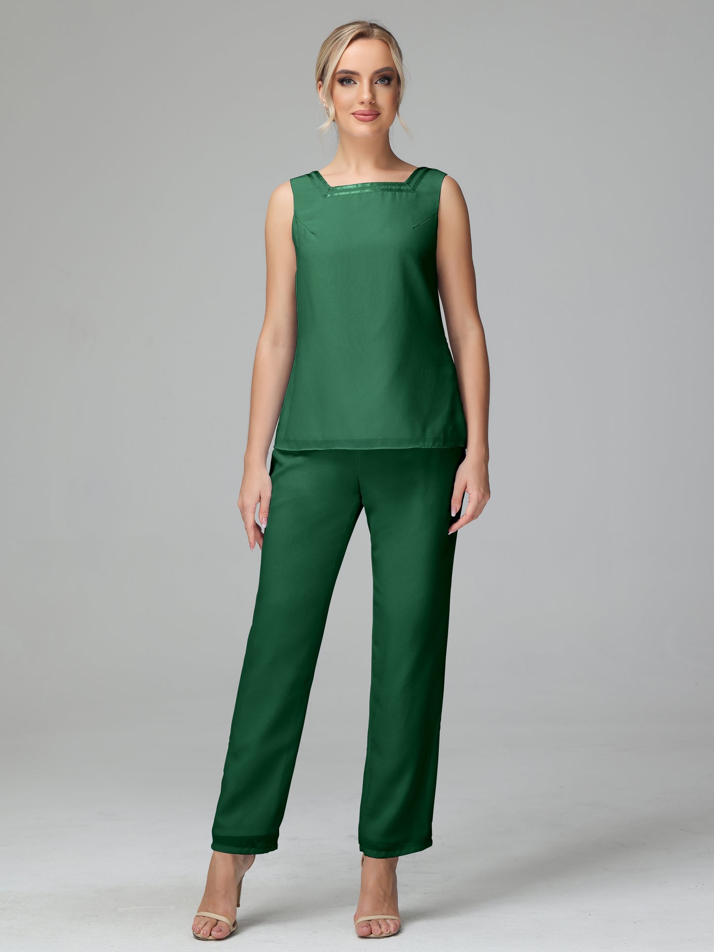 3 Pieces Chiffon Long Sleeves Mother Of The Bride Dress Pants Suits