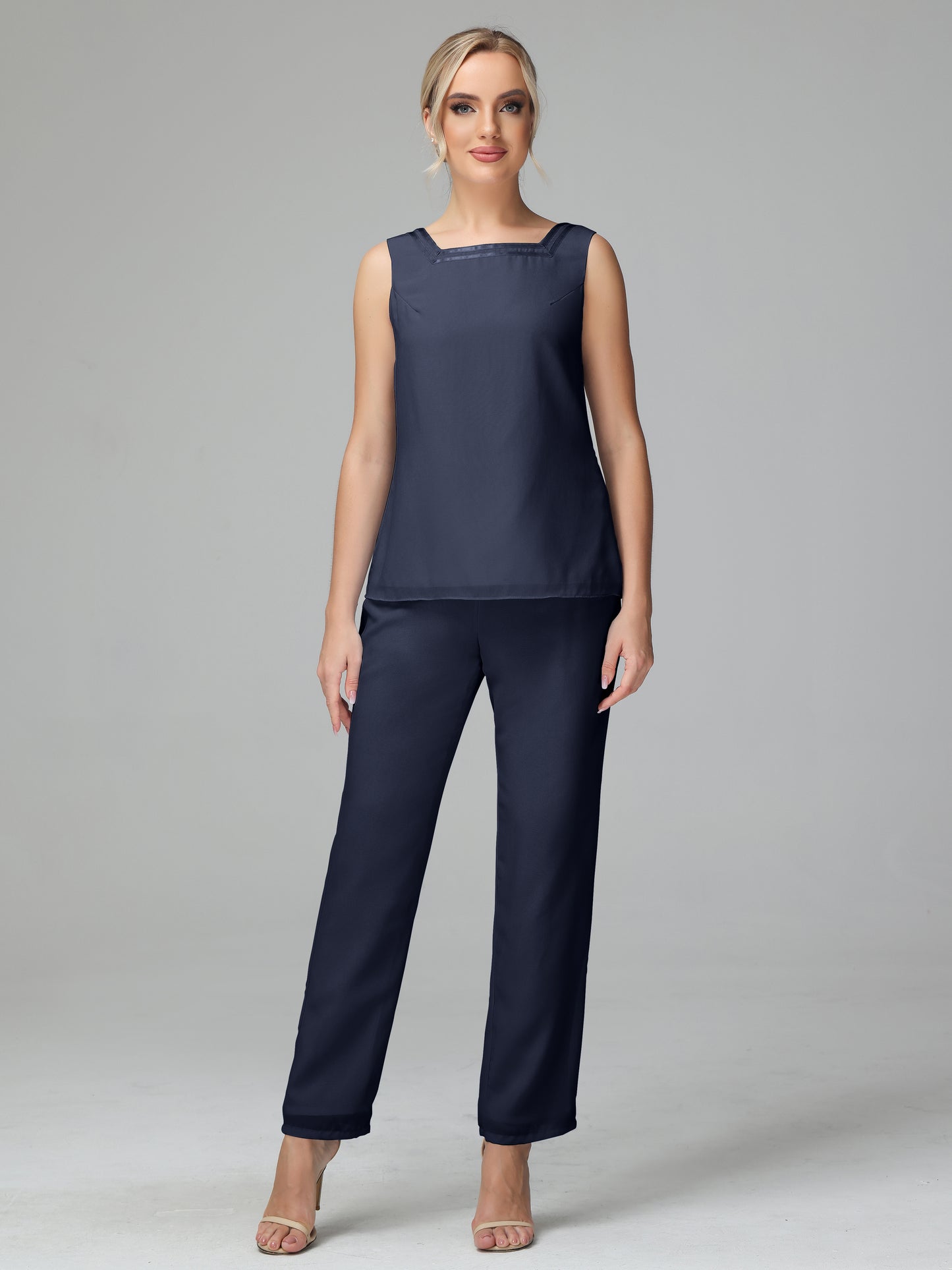 3 Pieces Chiffon Long Sleeves Mother Of The Bride Dress Pants Suits