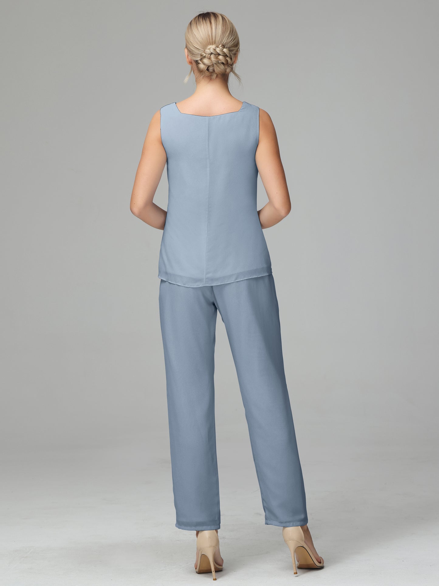 3 Pieces Chiffon Long Sleeves Mother Of The Bride Dress Pants Suits