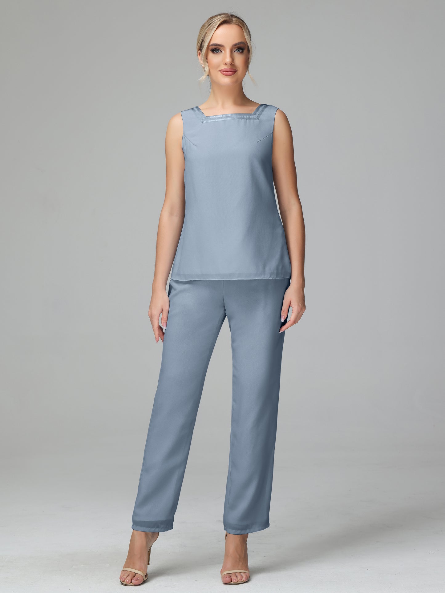 3 Pieces Chiffon Long Sleeves Mother Of The Bride Dress Pants Suits