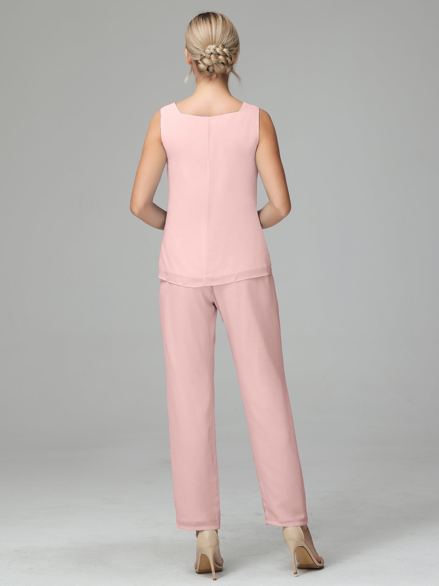 3 Pieces Chiffon Long Sleeves Mother Of The Bride Dress Pants Suits