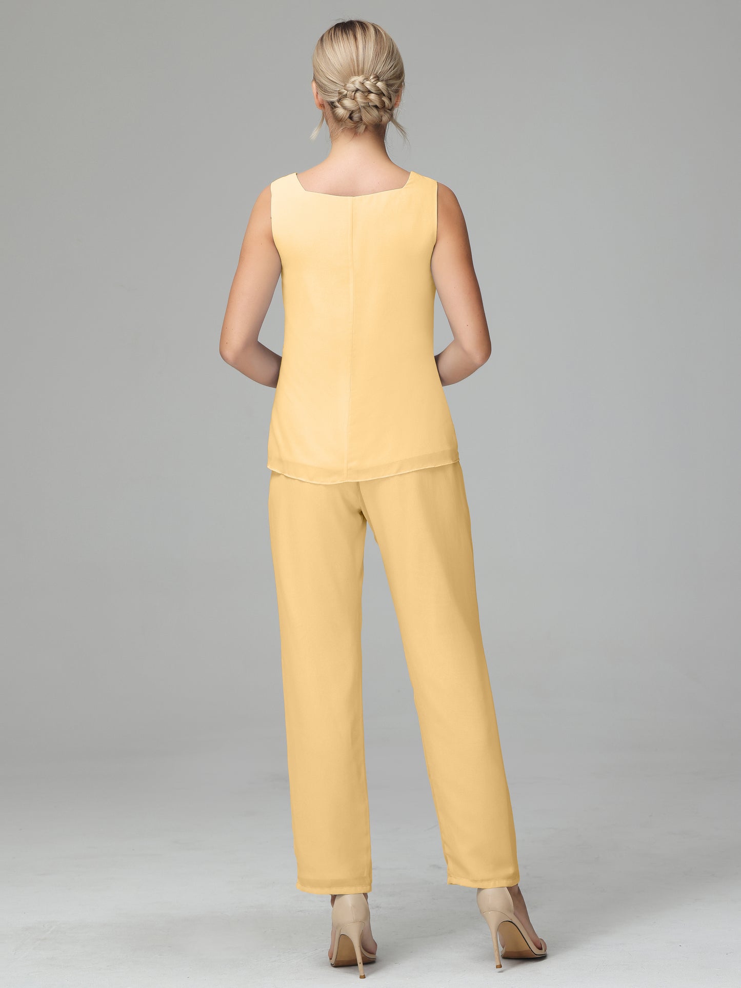 3 Pieces Chiffon Long Sleeves Mother Of The Bride Dress Pants Suits