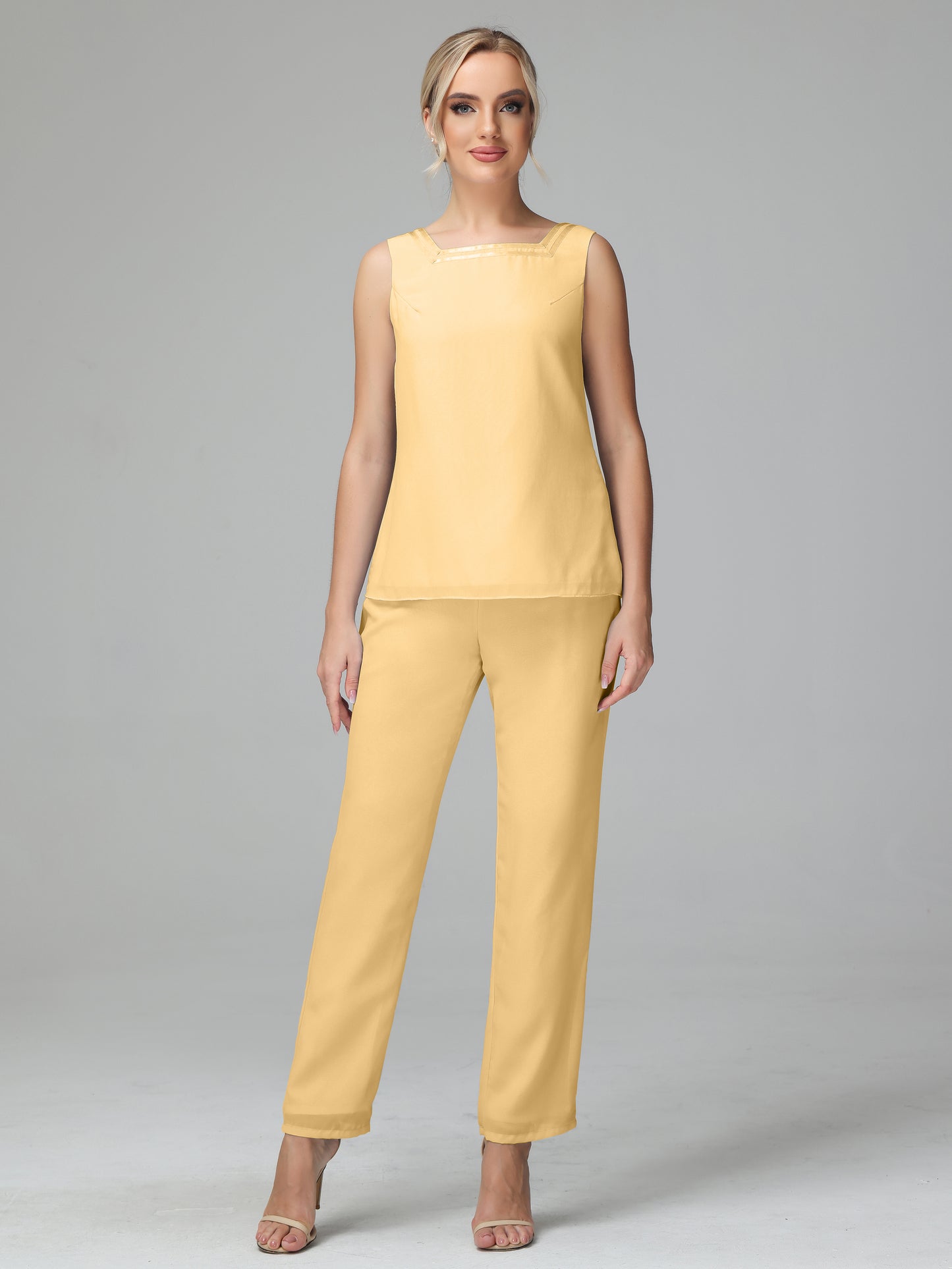3 Pieces Chiffon Long Sleeves Mother Of The Bride Dress Pants Suits