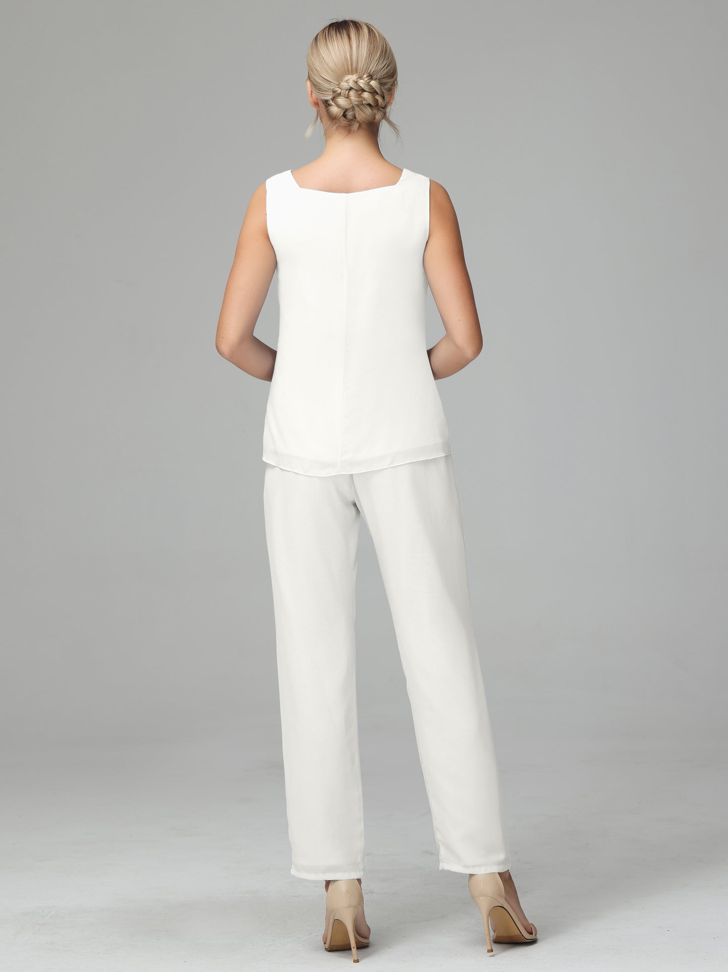 3 Pieces Chiffon Long Sleeves Mother Of The Bride Dress Pants Suits
